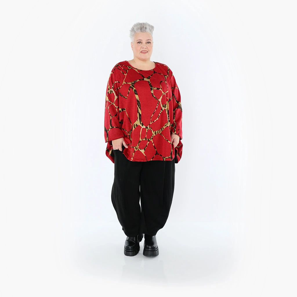 AKH Fashion 593 Grand T-shirt, Rouge multicolore