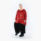 AKH Fashion 593 Grand T-shirt, Rouge multicolore