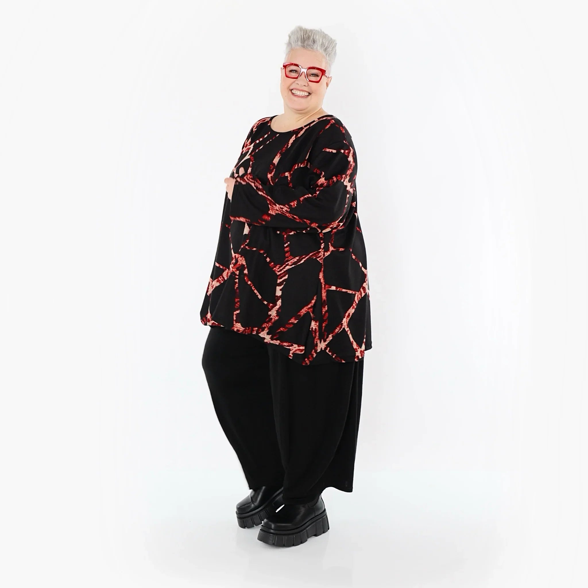 AKH Fashion 593 Big Shirt, Noir-Multi