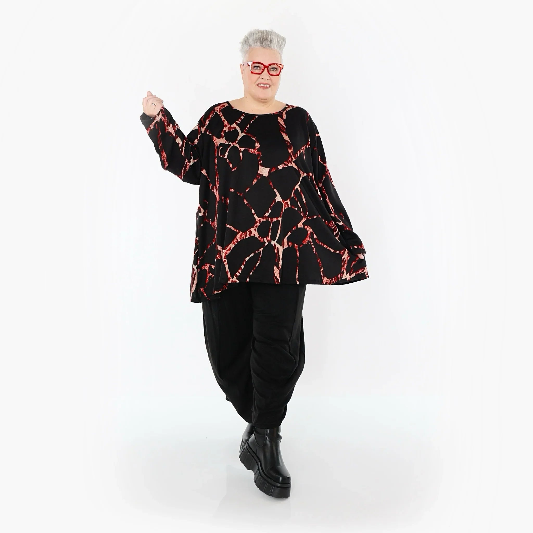AKH Fashion 593 Big Shirt, Noir-Multi