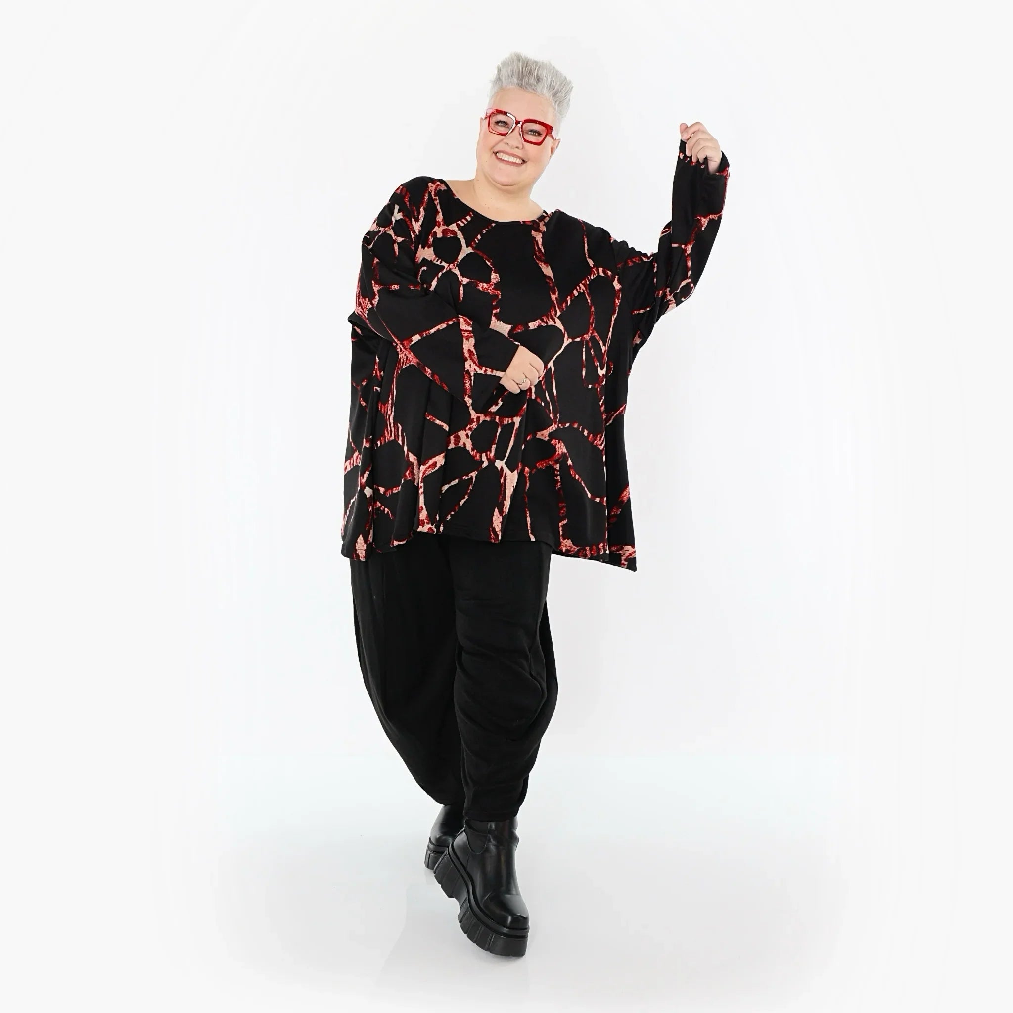 AKH Fashion 593 Big Shirt, Noir-Multi