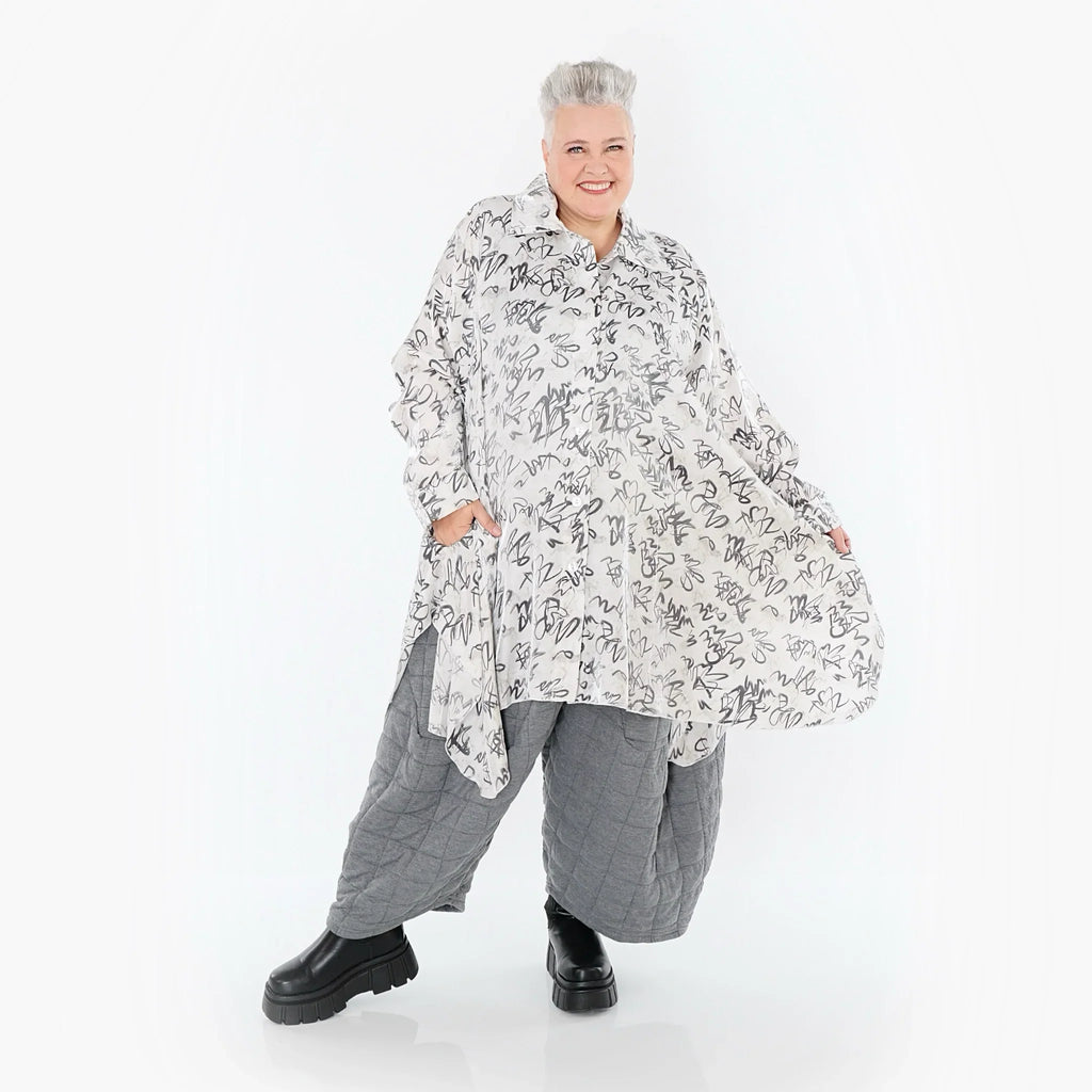 AKH Premium 6917 Blouse, Blanc-Gris