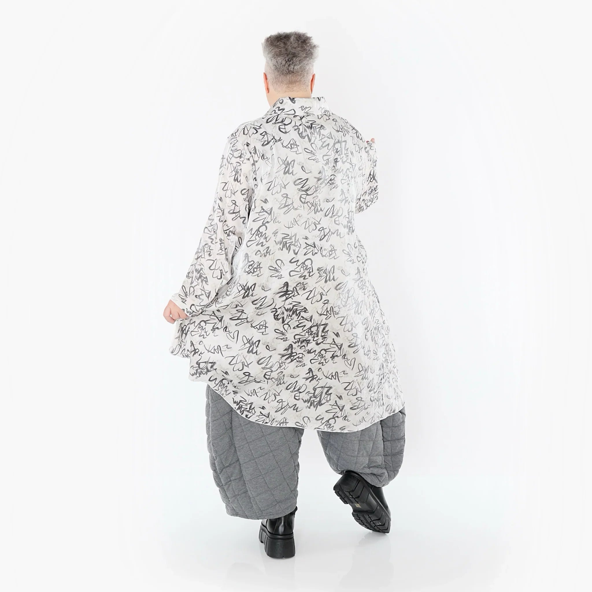 AKH Premium 7149 Chemisier, Blanc-Gris
