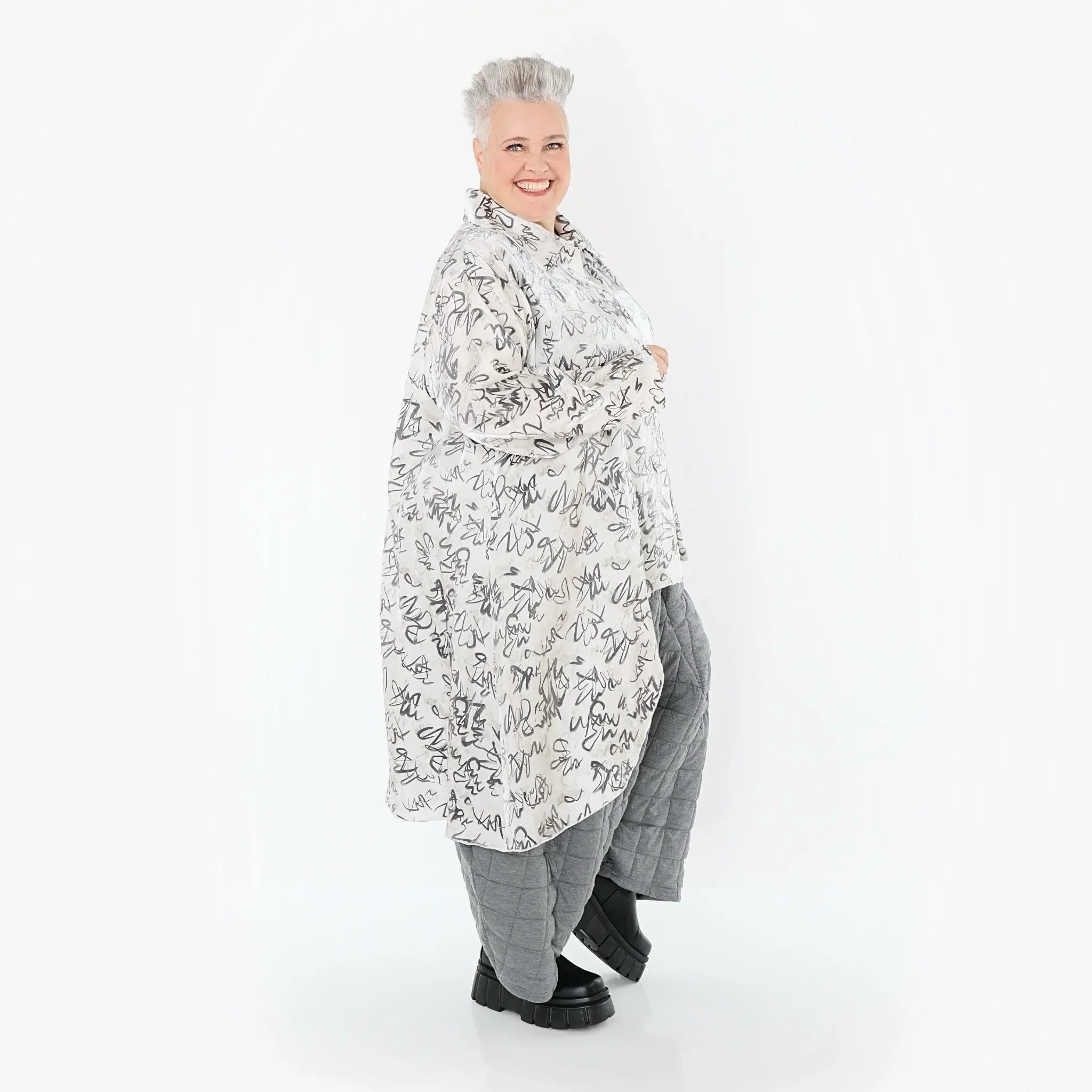 AKH Premium 7149 Chemisier, Blanc-Gris