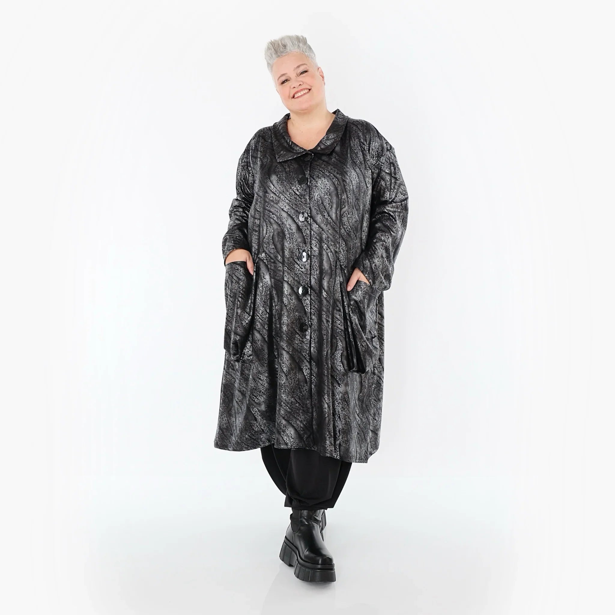 AKH Premium 7153 Manteau, argent-noir