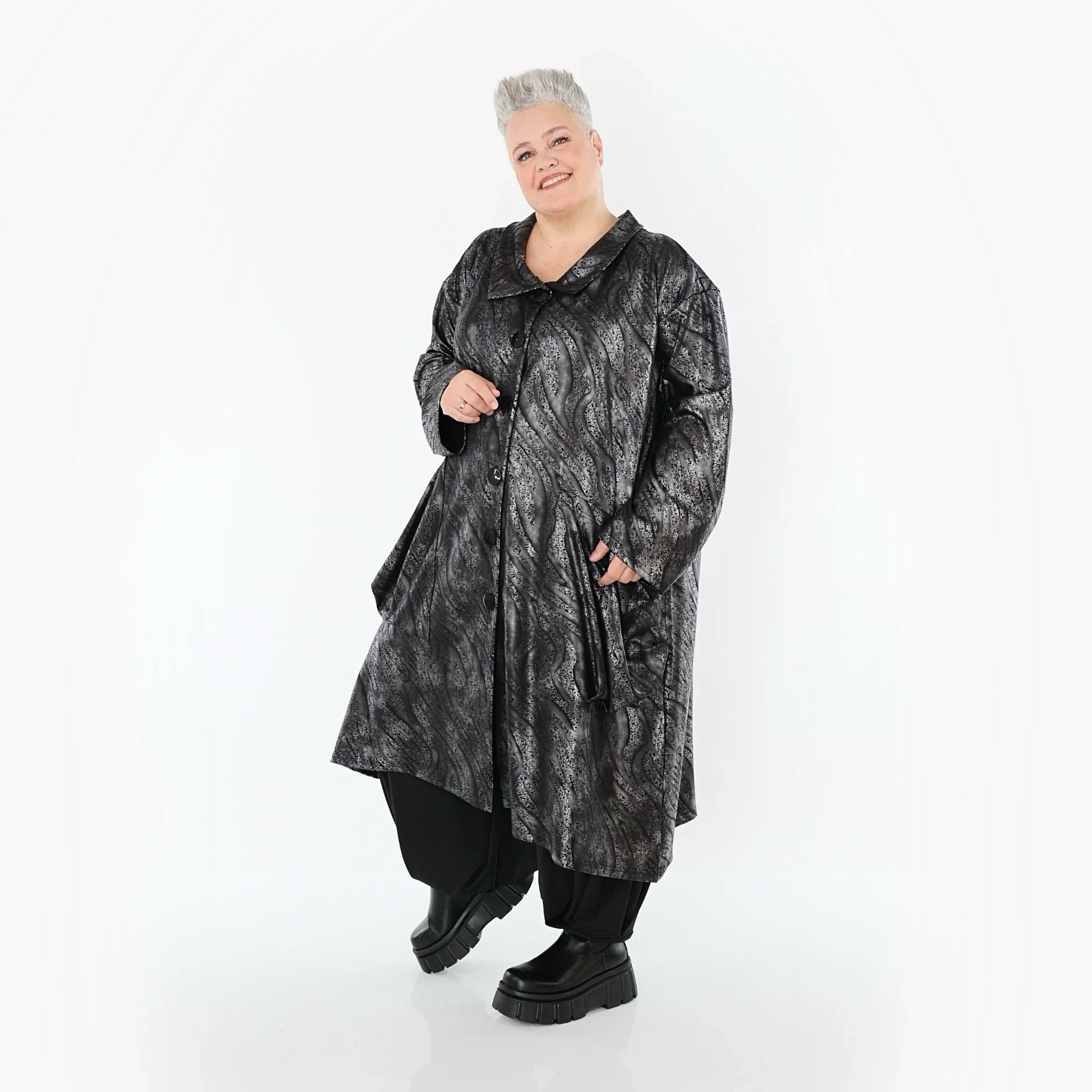 AKH Premium 7153 Manteau, argent-noir