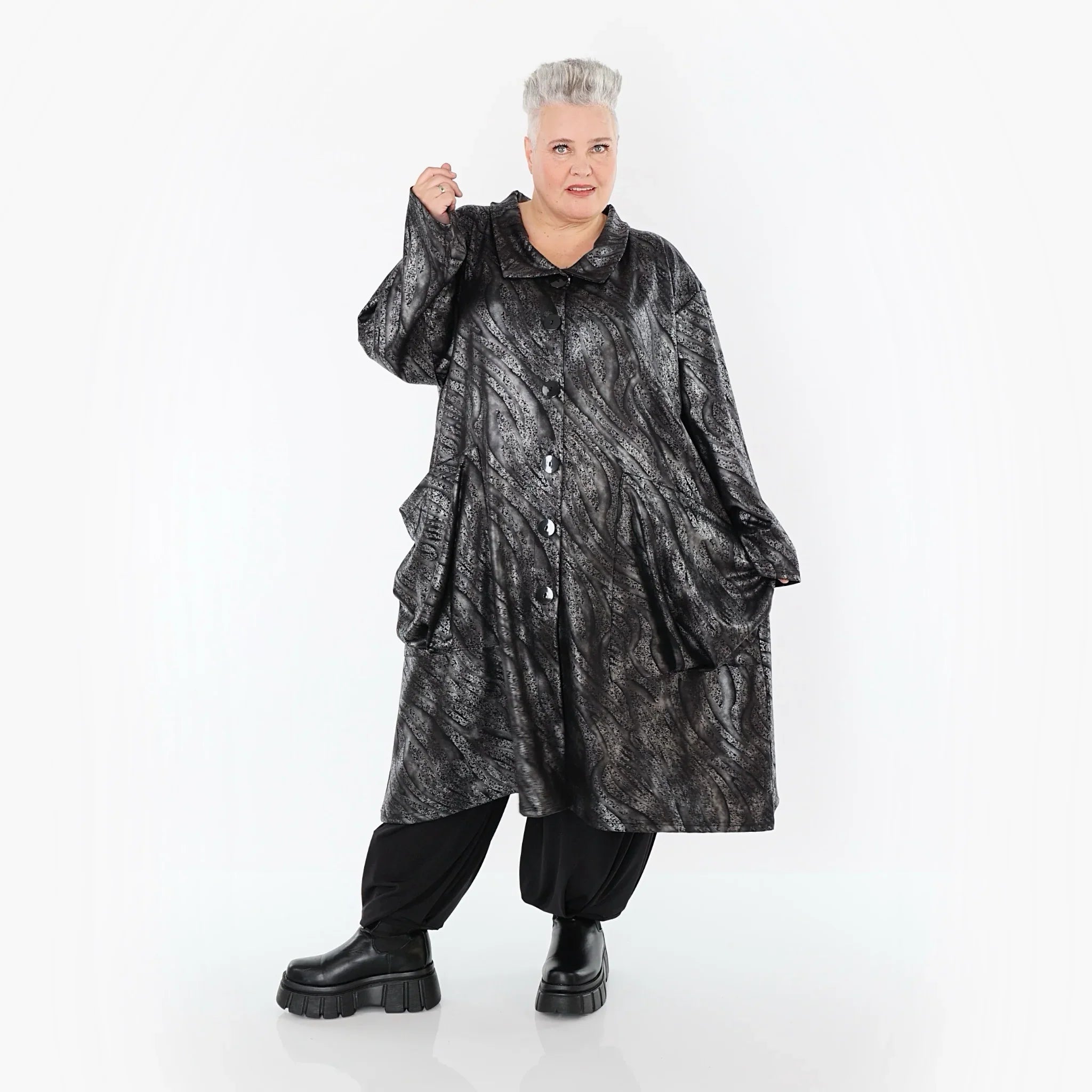 AKH Premium 7153 Manteau, argent-noir