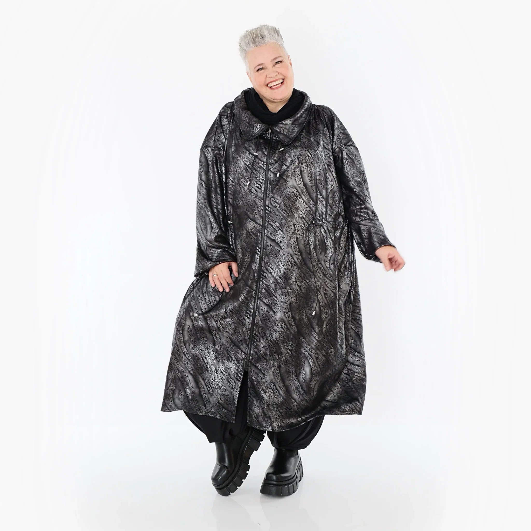 Manteau AKH Premium 7155, Argent-Noir