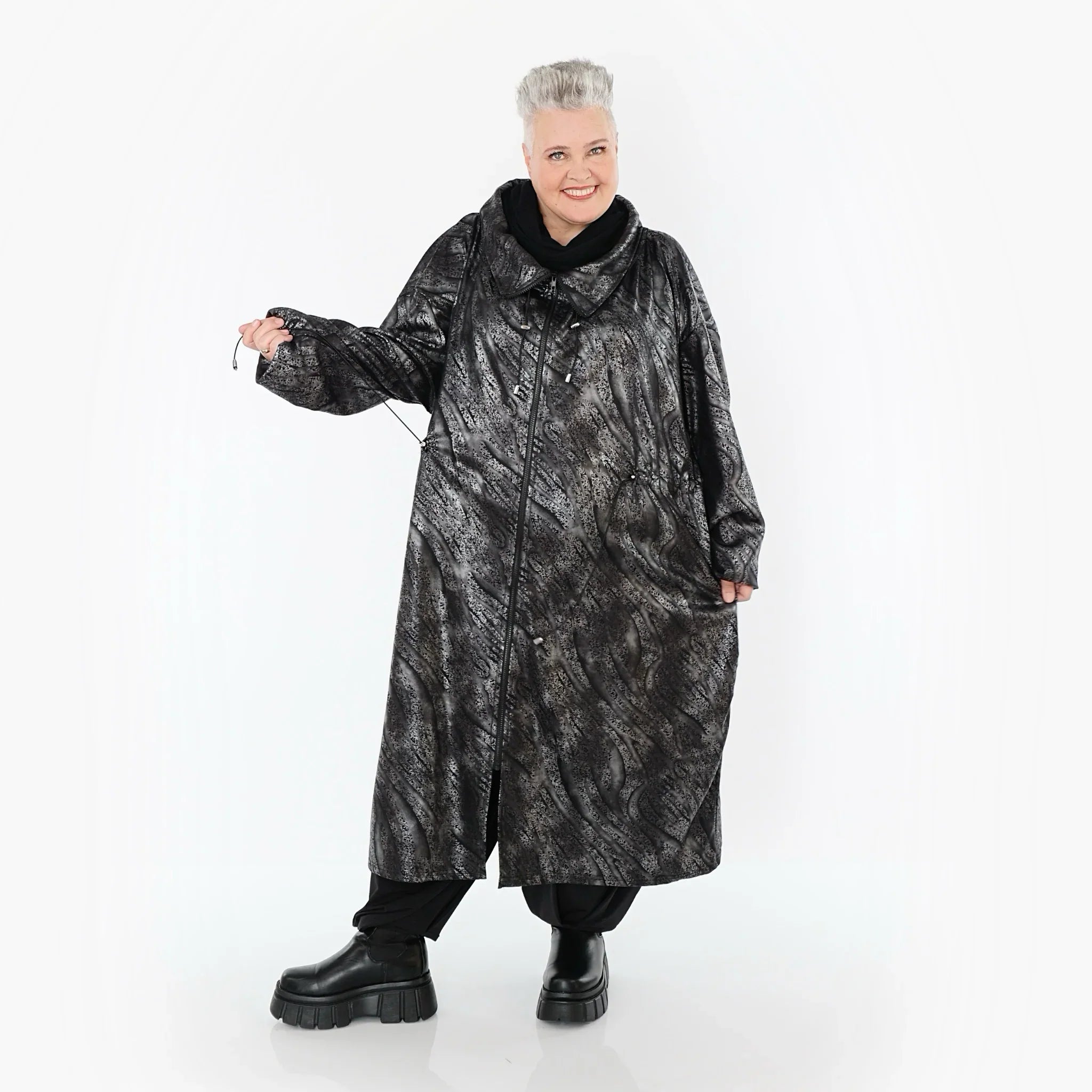 Manteau AKH Premium 7155, Argent-Noir