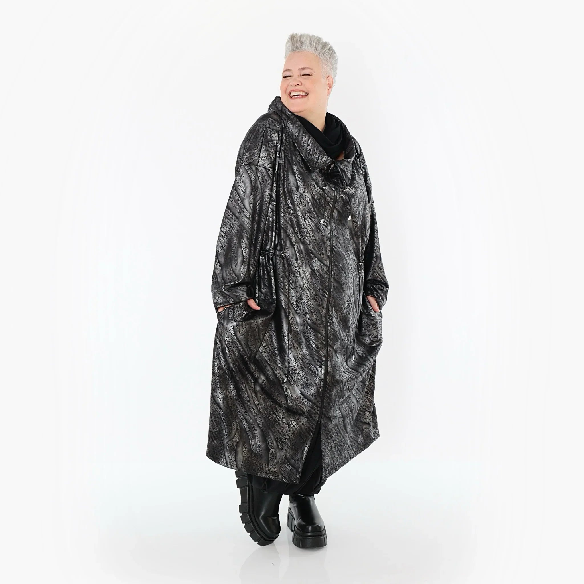 Manteau AKH Premium 7155, Argent-Noir