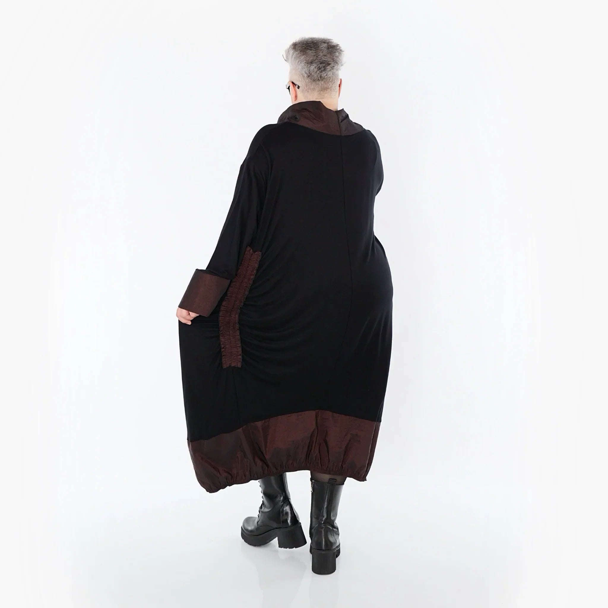 AKH Premium 7156 Robe, Noir-Marron