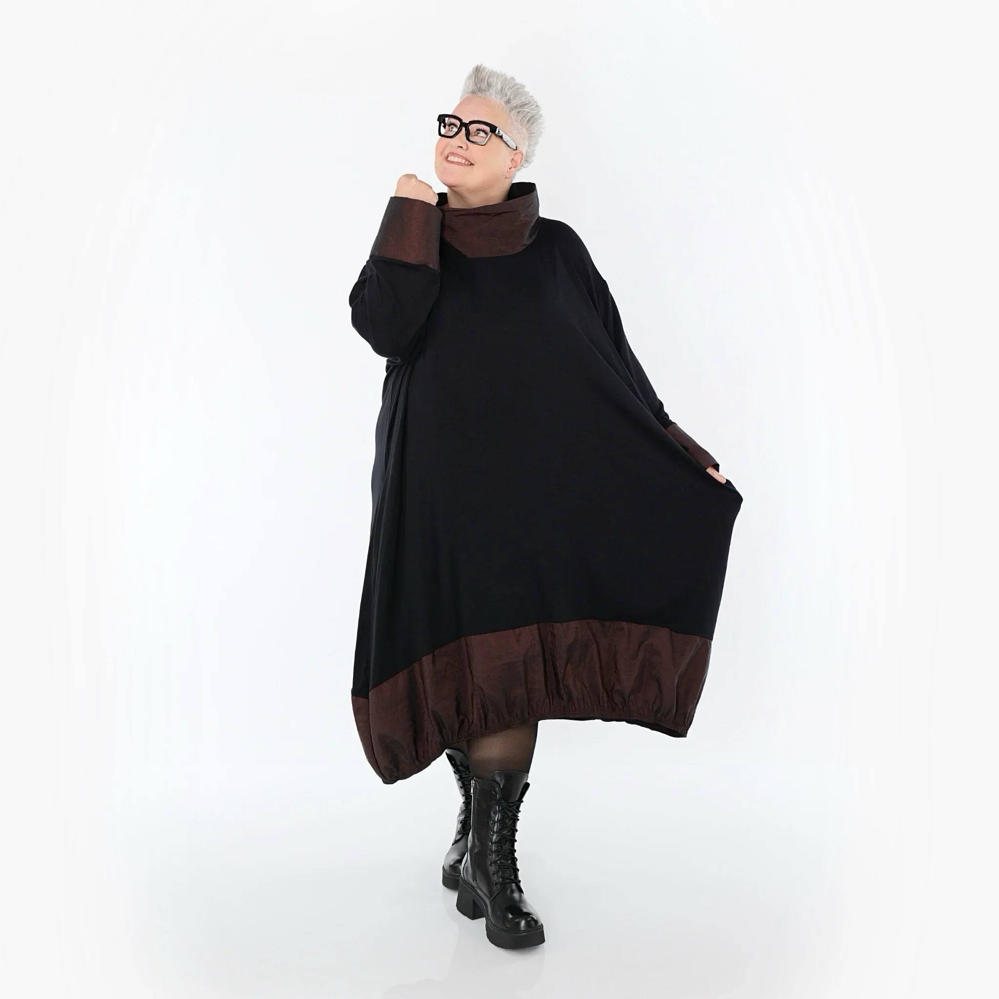 AKH Premium 7156 Robe, Noir-Marron