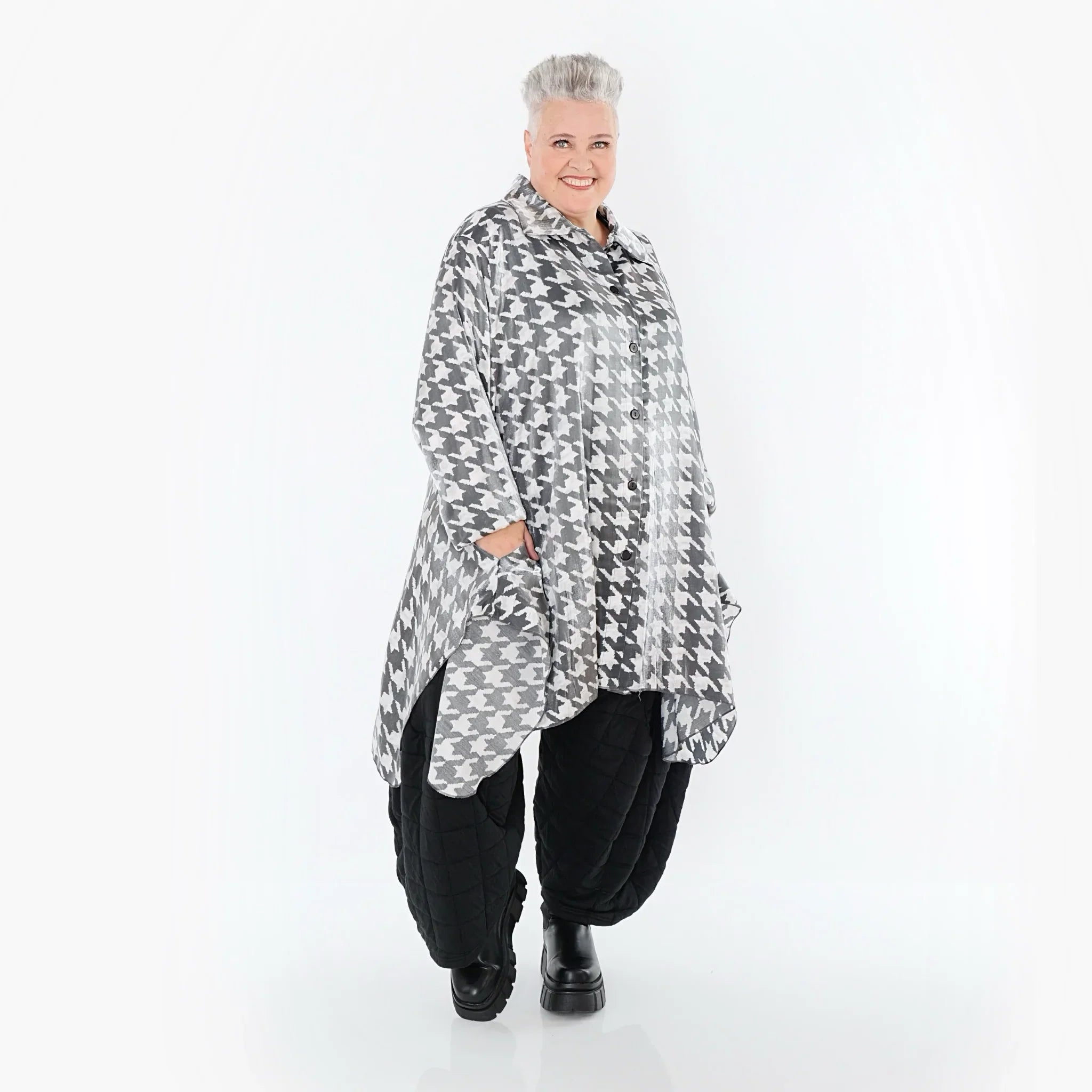 AKH Premium 6917 Blouse, Blanc-Gris