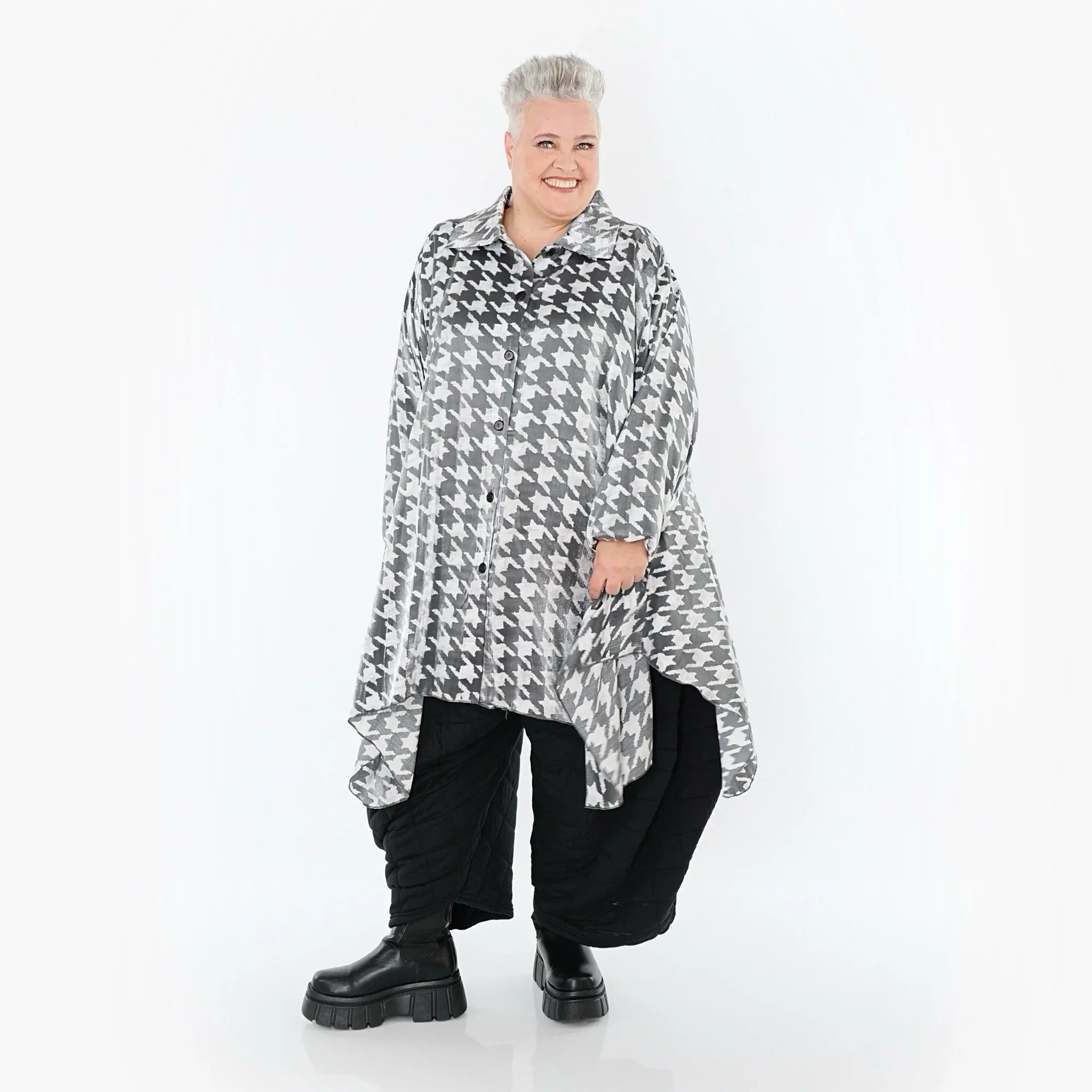 AKH Premium 6917 Blouse, Blanc-Gris