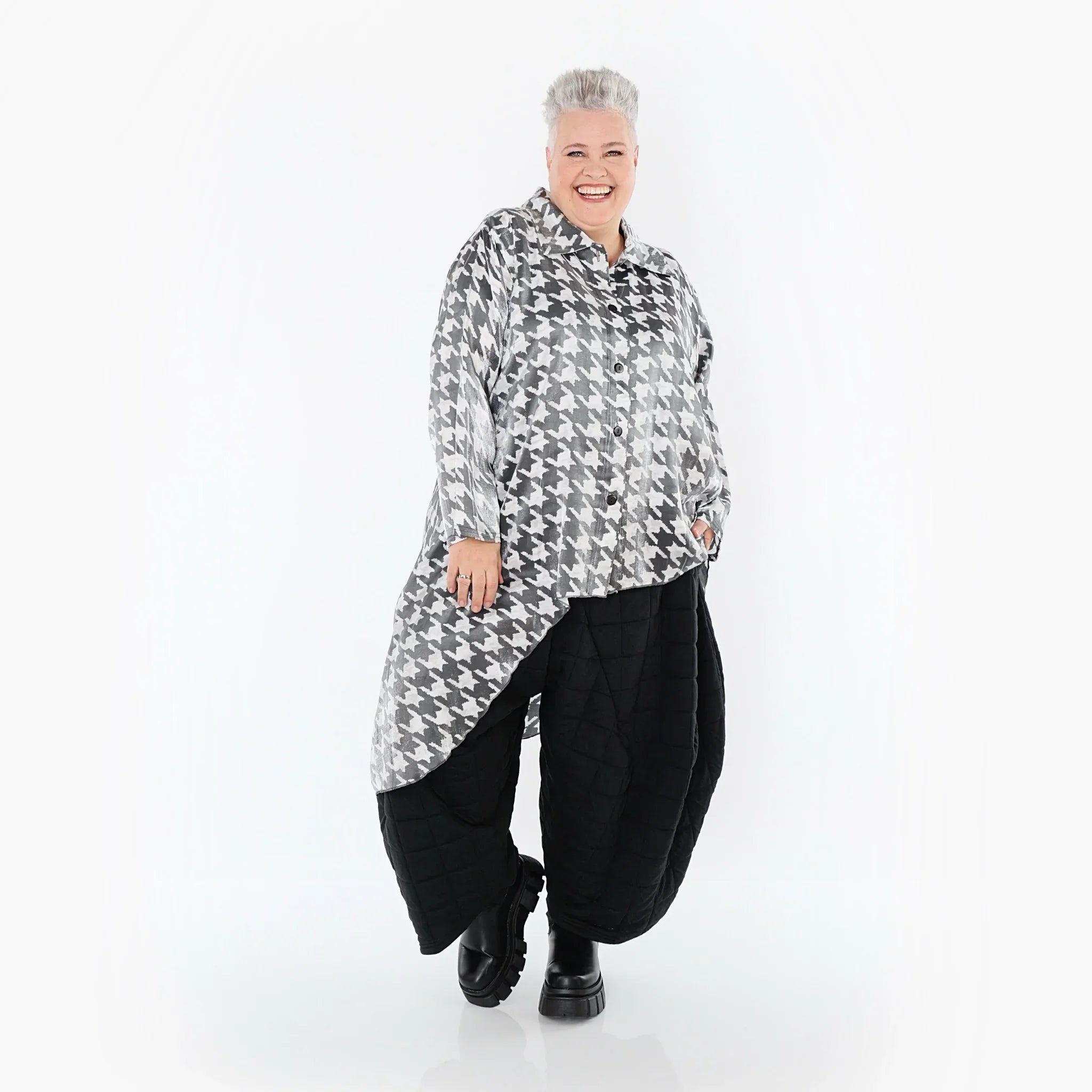 AKH Premium 7149 Chemisier, Blanc-Gris