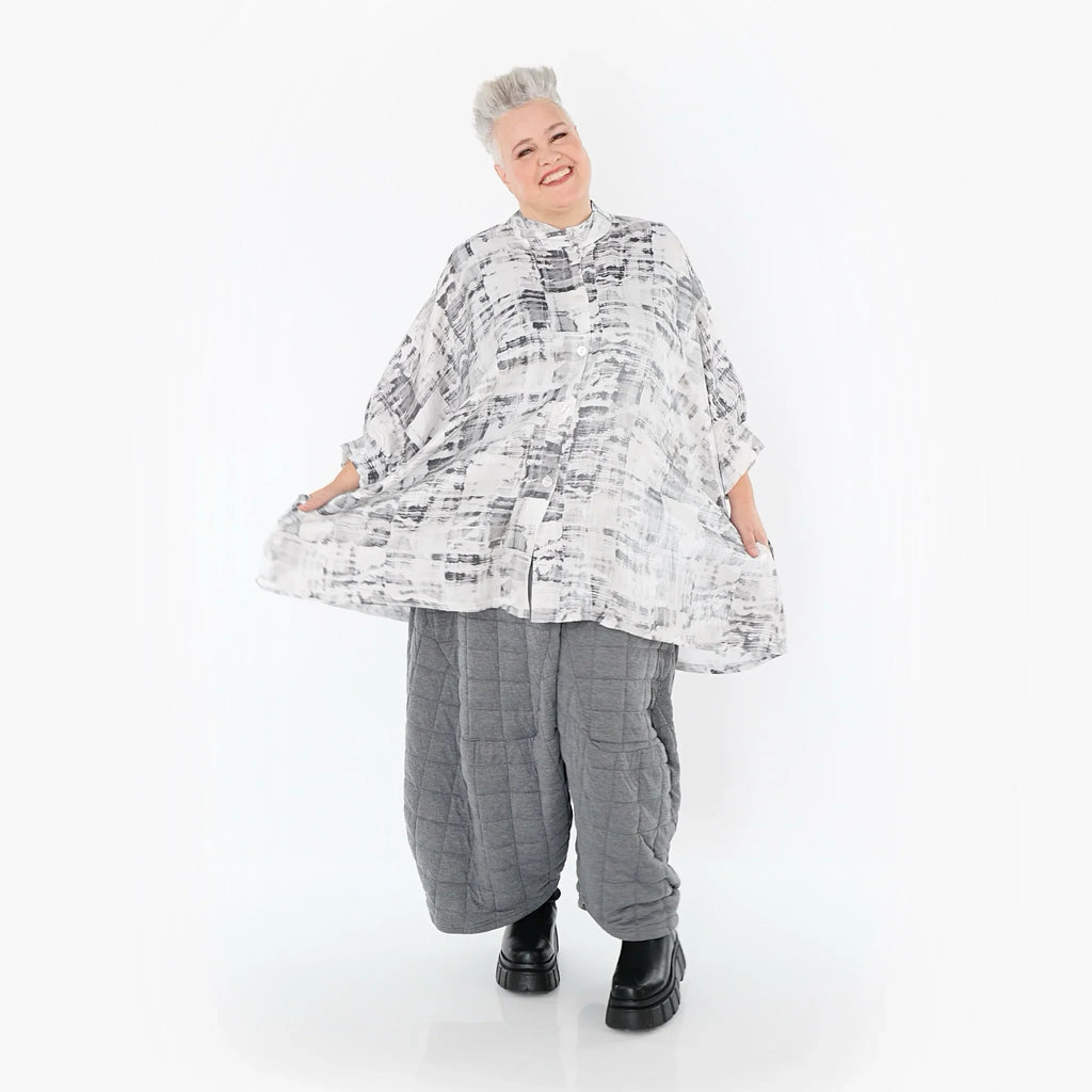 AKH Premium 7116 Chemisier, Blanc-Gris