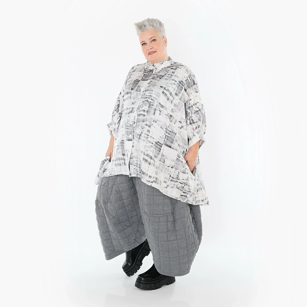 AKH Premium 7116 Chemisier, Blanc-Gris