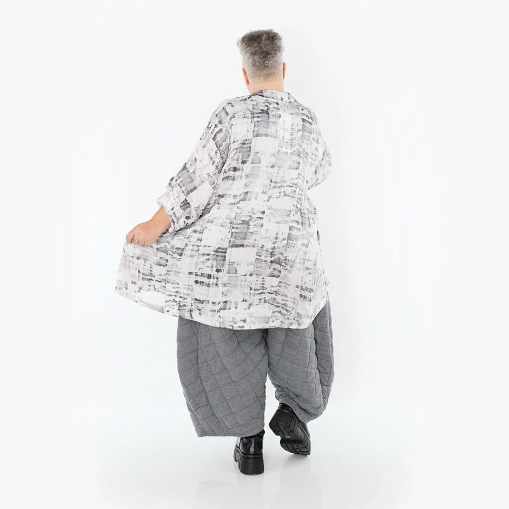 AKH Premium 7116 Chemisier, Blanc-Gris