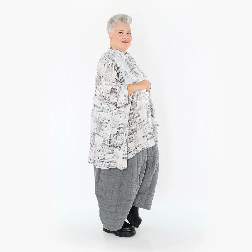 AKH Premium 7116 Chemisier, Blanc-Gris