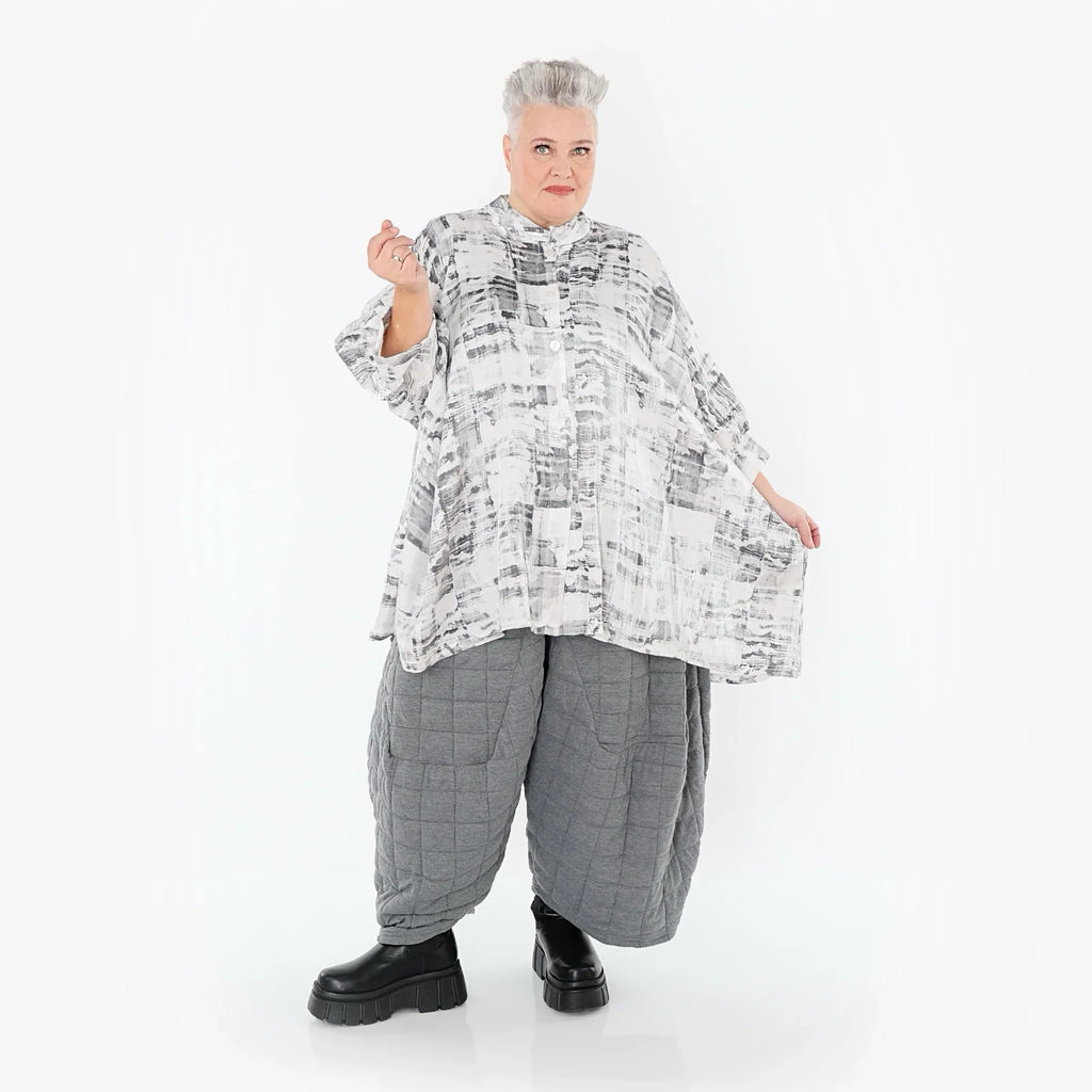 AKH Premium 7116 Chemisier, Blanc-Gris
