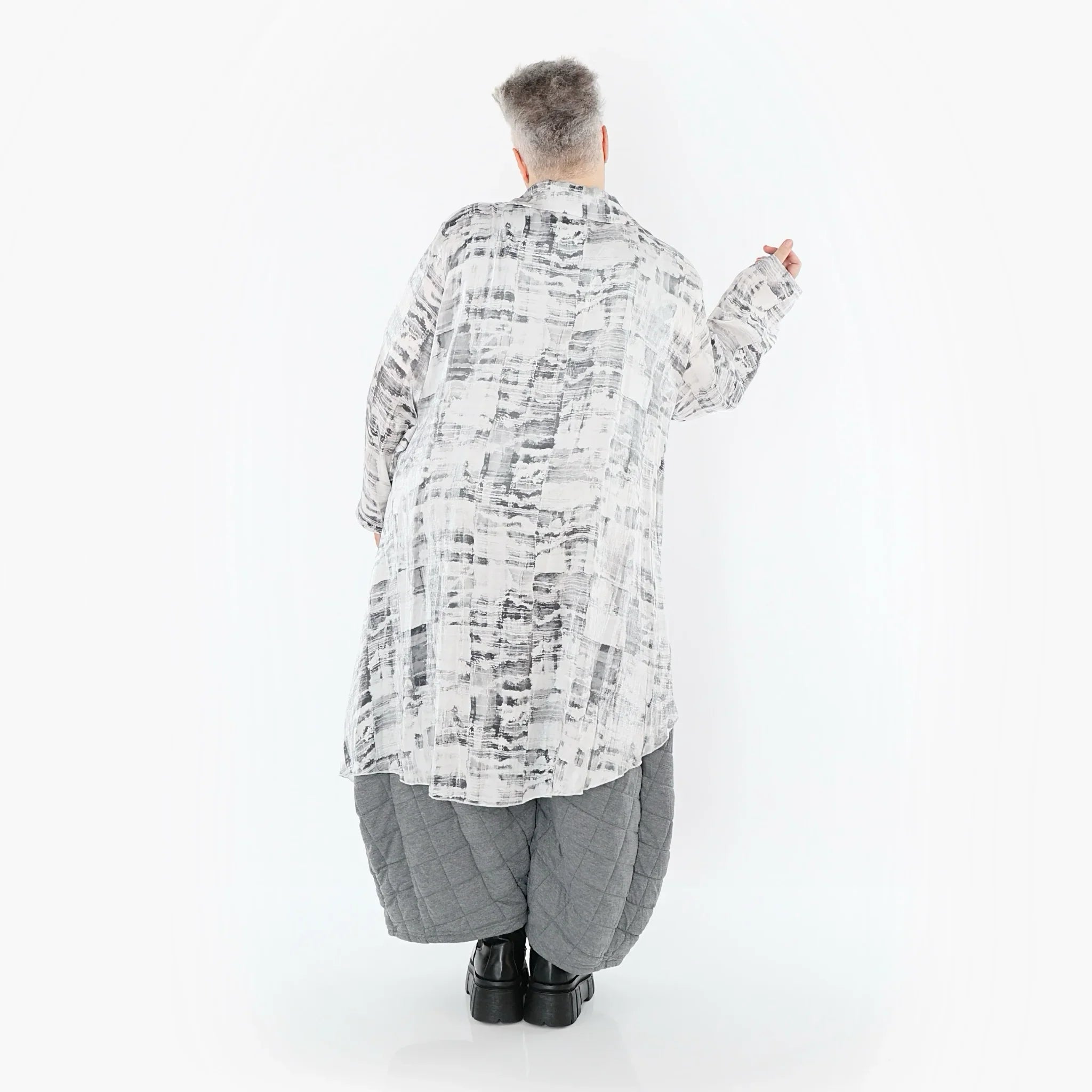 AKH Premium 7149 Chemisier, Blanc-Gris
