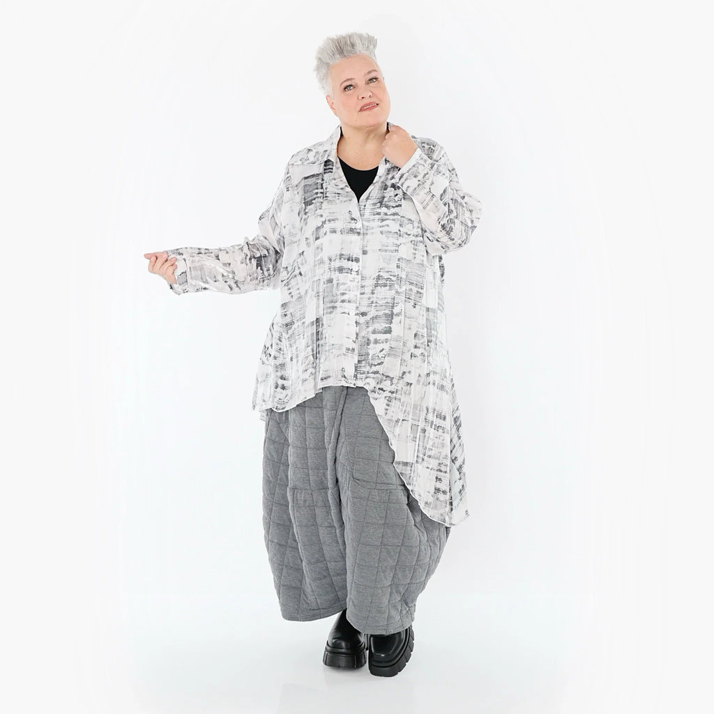 AKH Premium 7149 Chemisier, Blanc-Gris