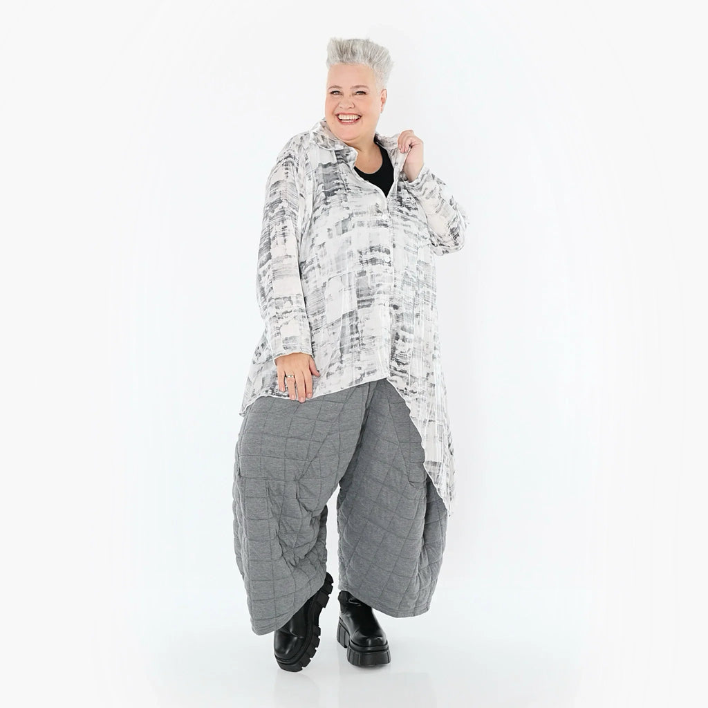 AKH Premium 7149 Chemisier, Blanc-Gris