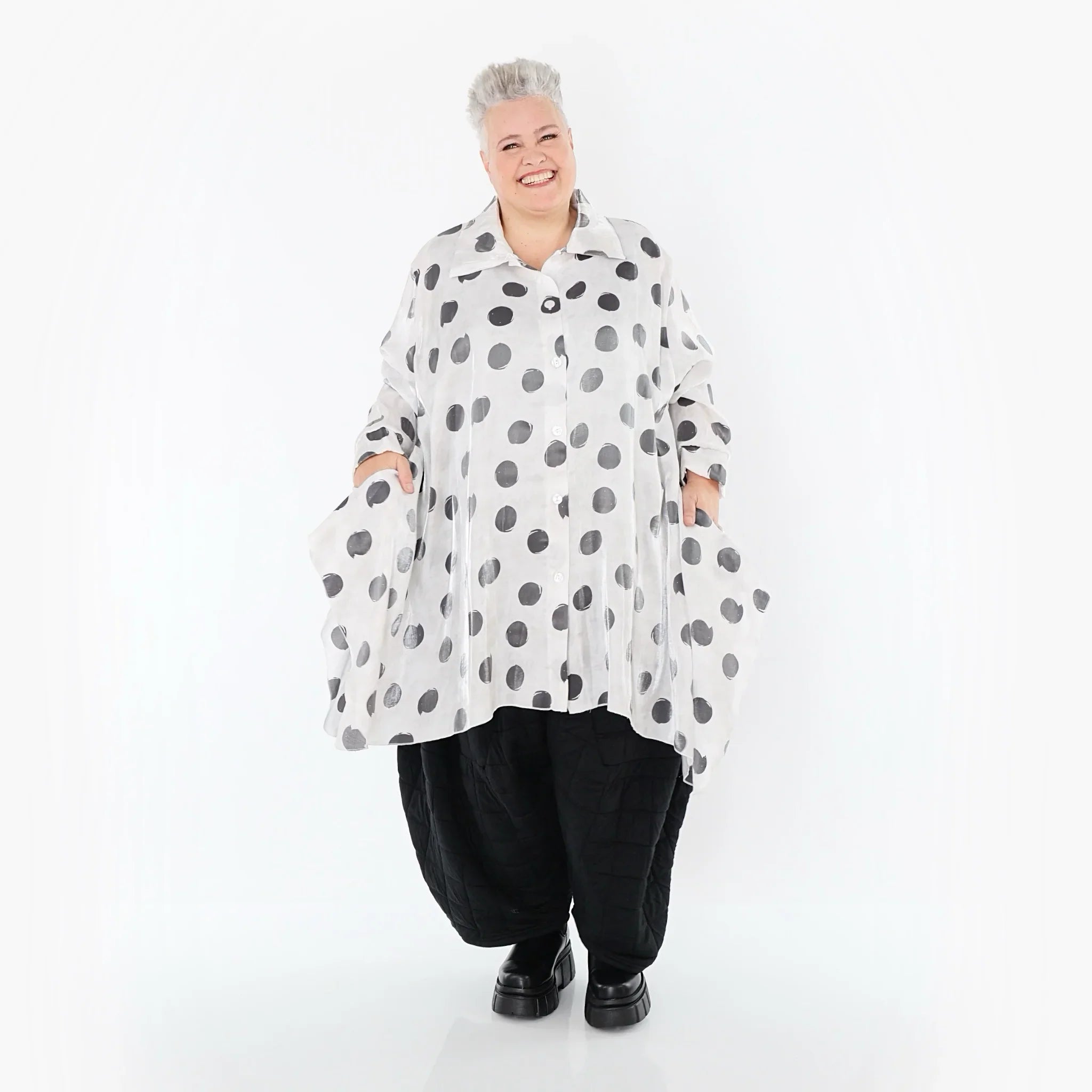 AKH Premium 6917 Blouse, Blanc-Gris
