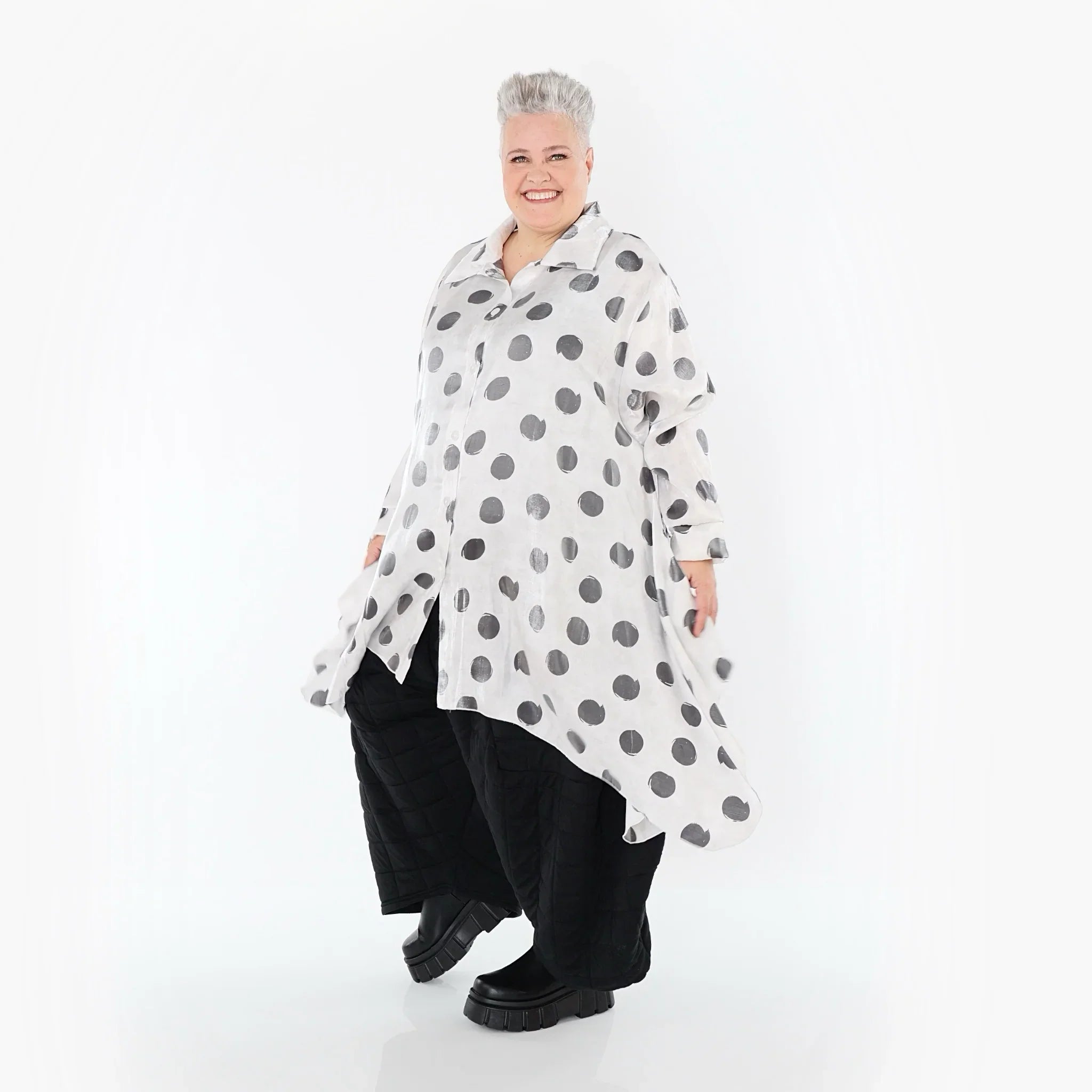 AKH Premium 6917 Blouse, Blanc-Gris
