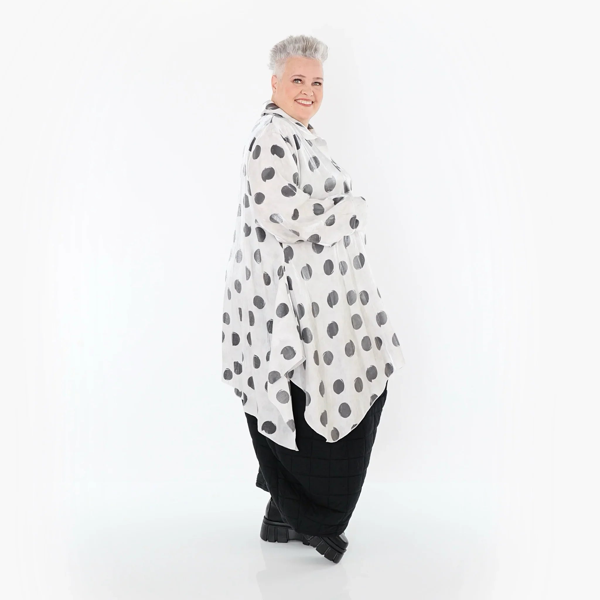 AKH Premium 6917 Blouse, Blanc-Gris