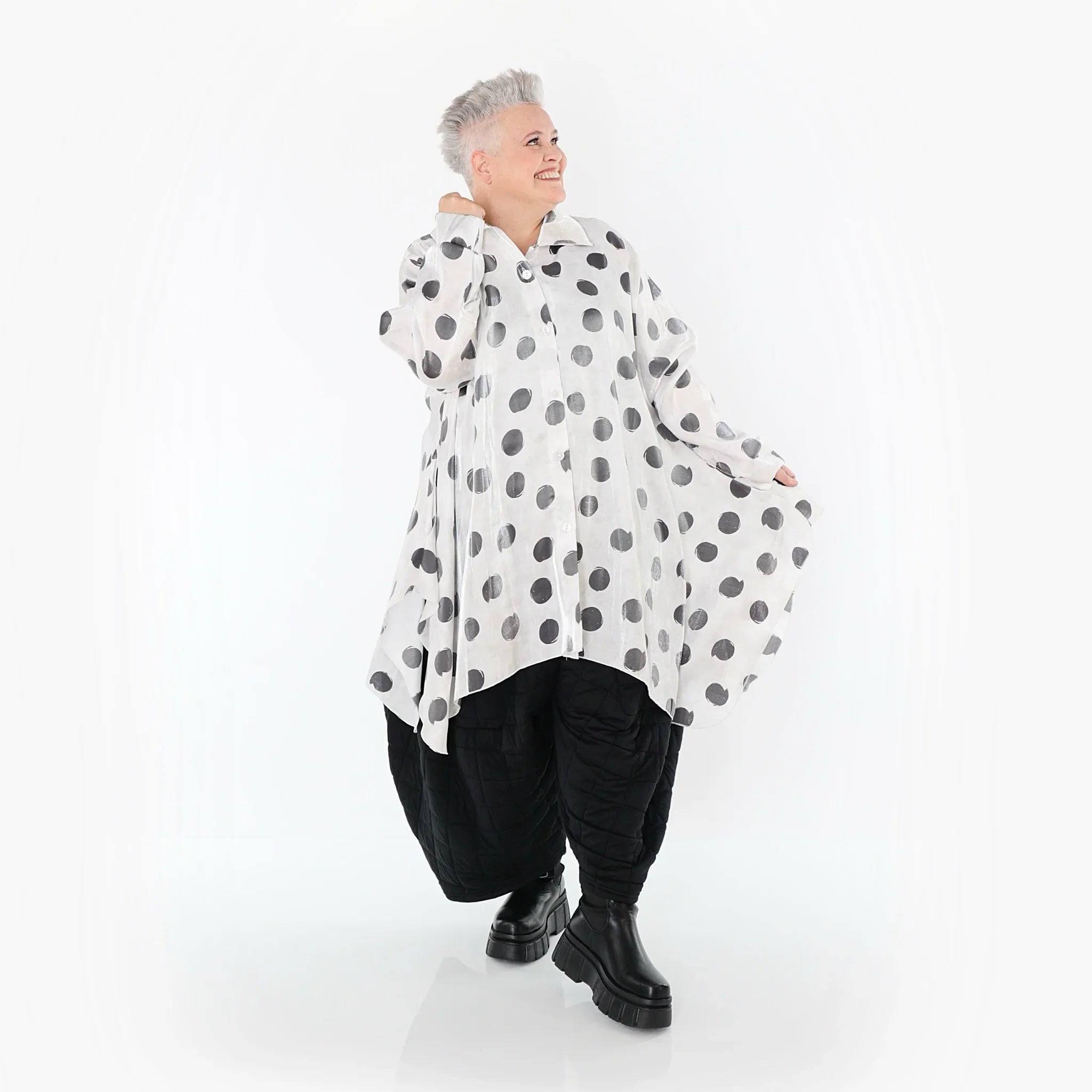 AKH Premium 6917 Blouse, Blanc-Gris