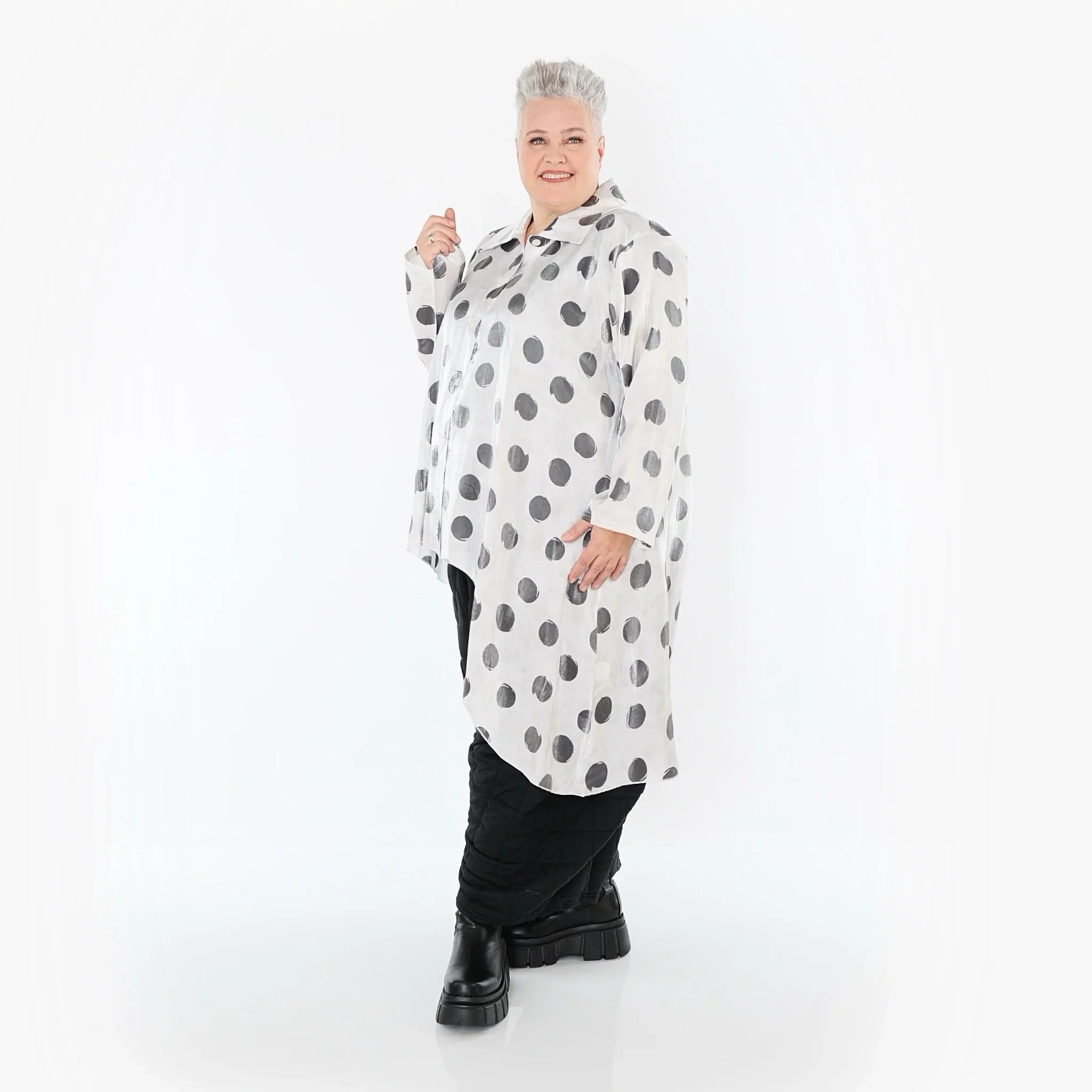 AKH Premium 7149 Chemisier, Blanc-Gris