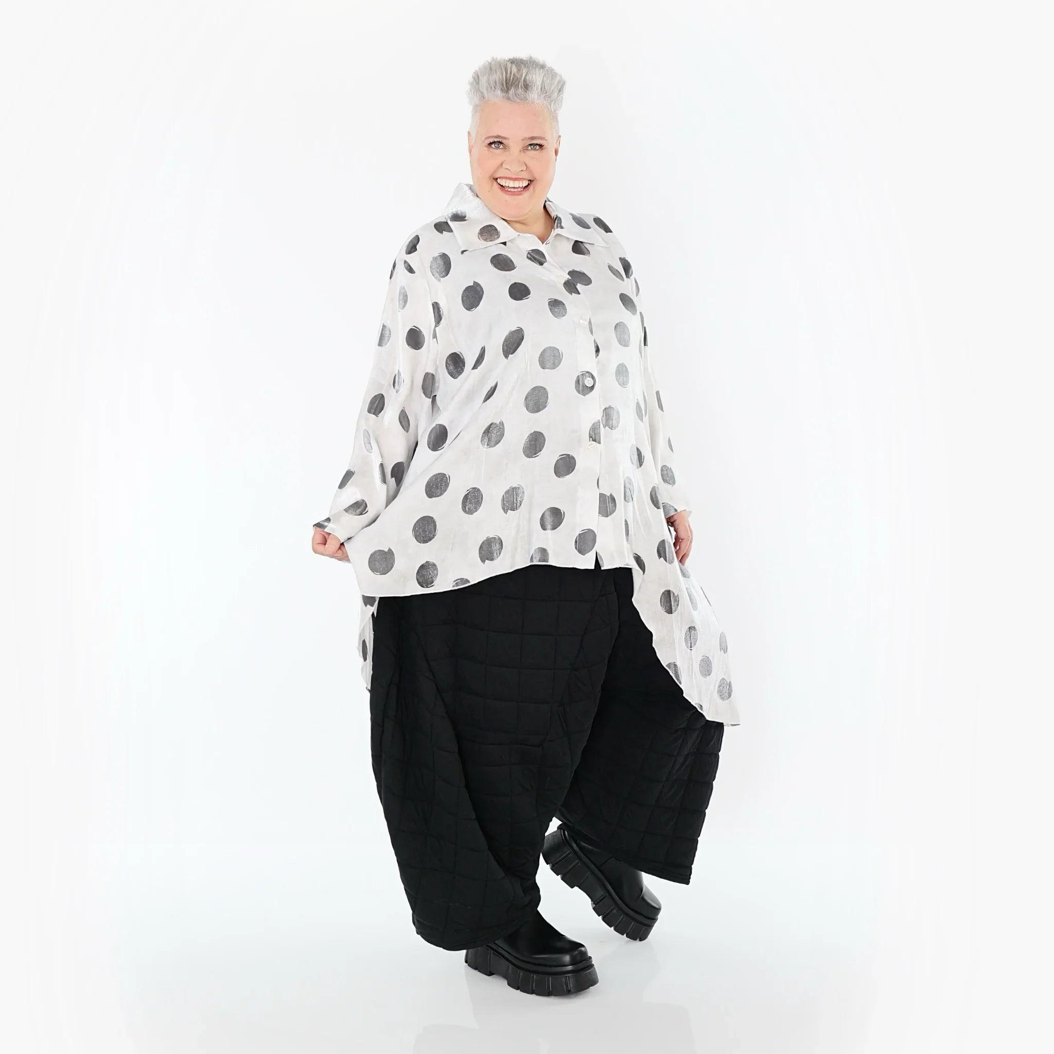 AKH Premium 7149 Chemisier, Blanc-Gris