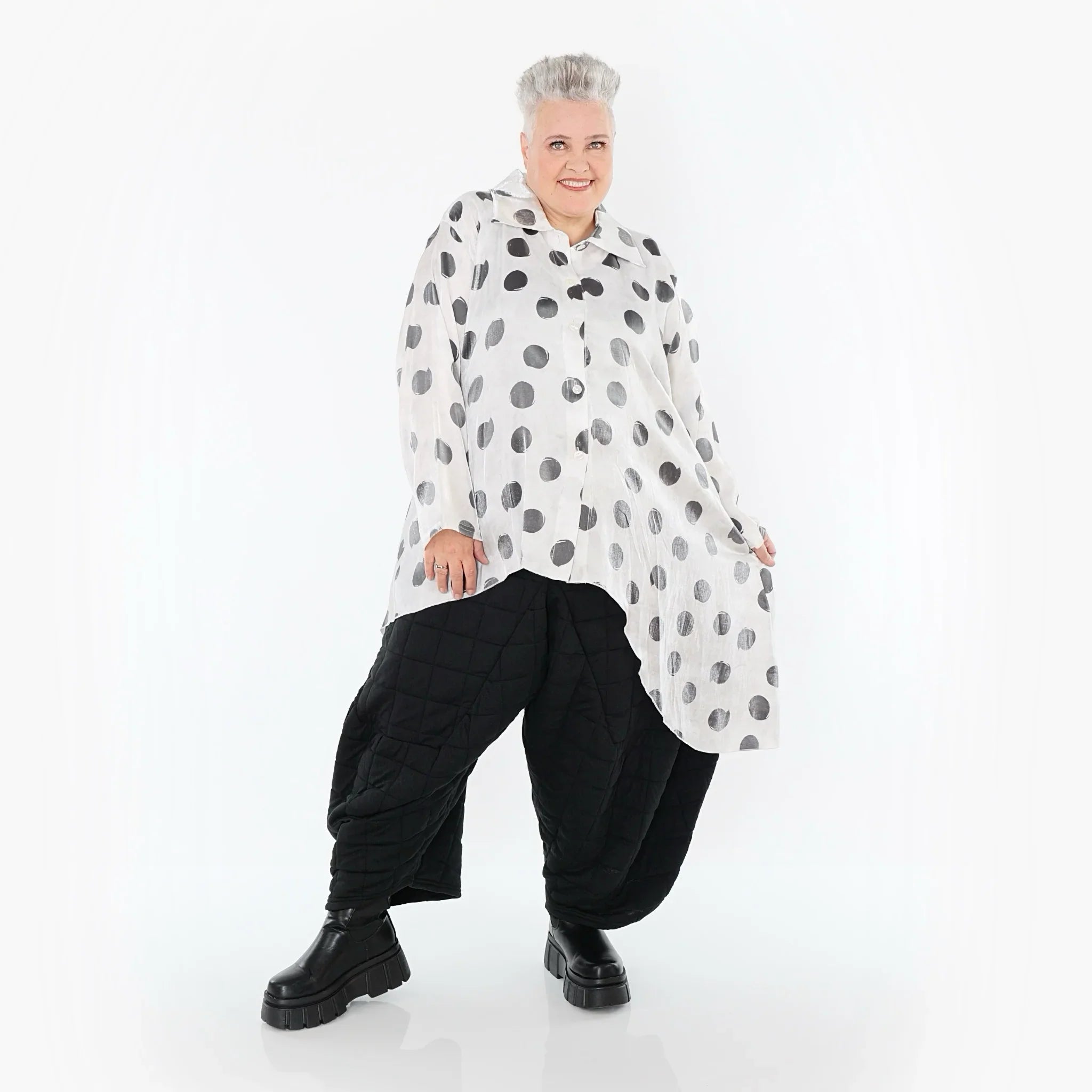 AKH Premium 7149 Chemisier, Blanc-Gris
