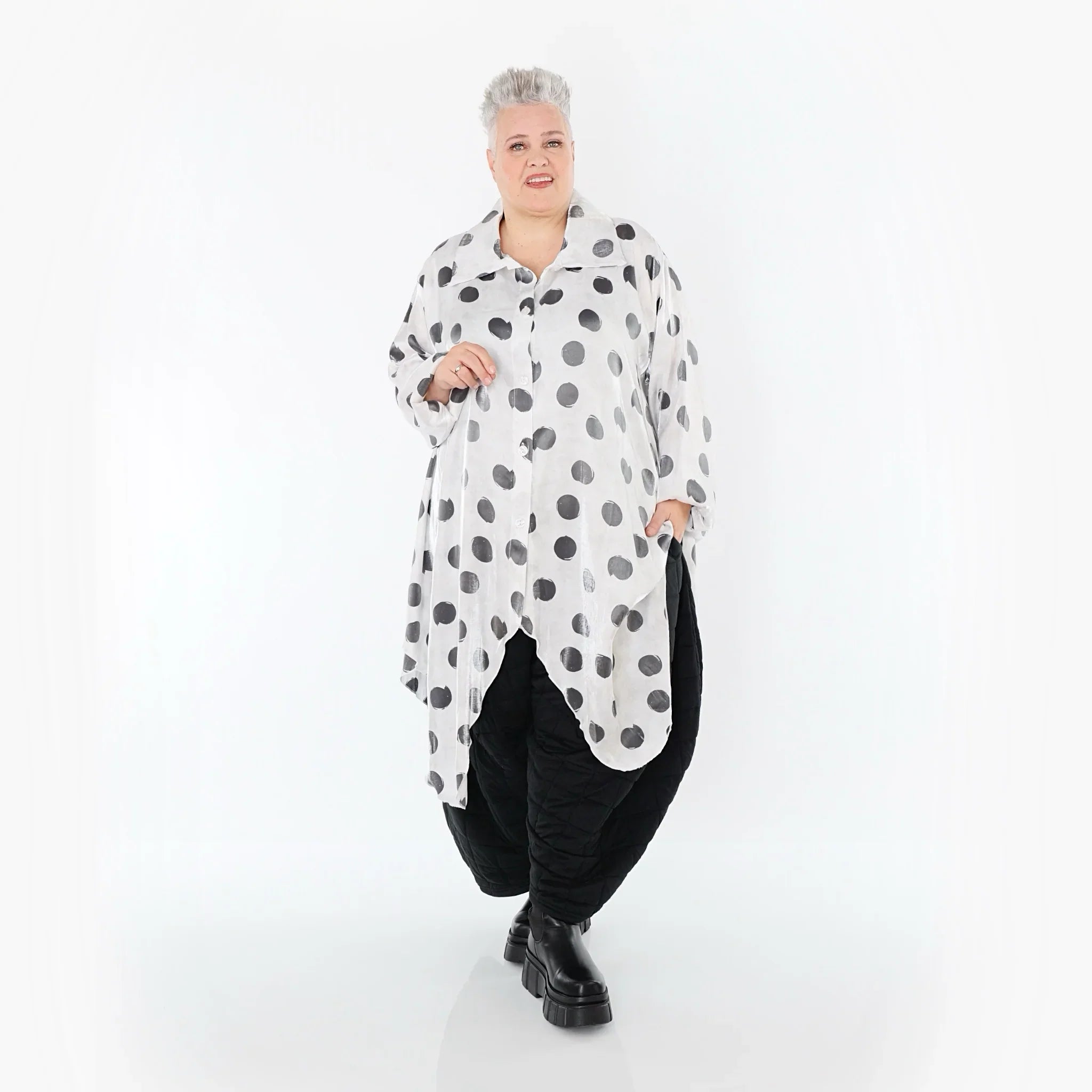 Blouse AKH Premium 7150, blanc-gris