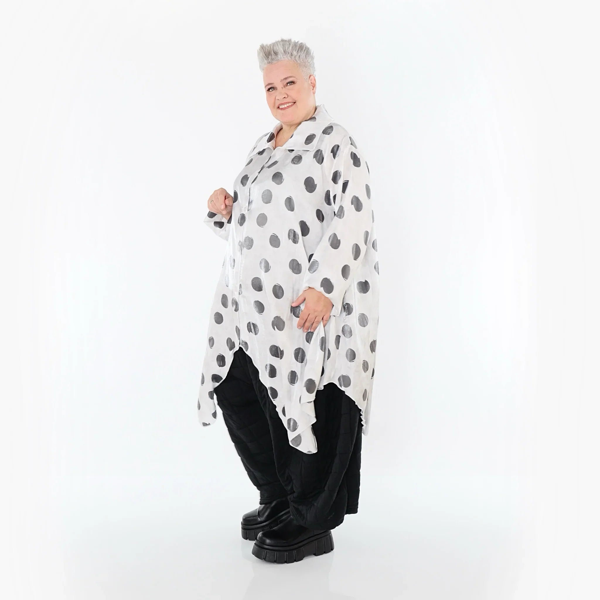 Blouse AKH Premium 7150, blanc-gris