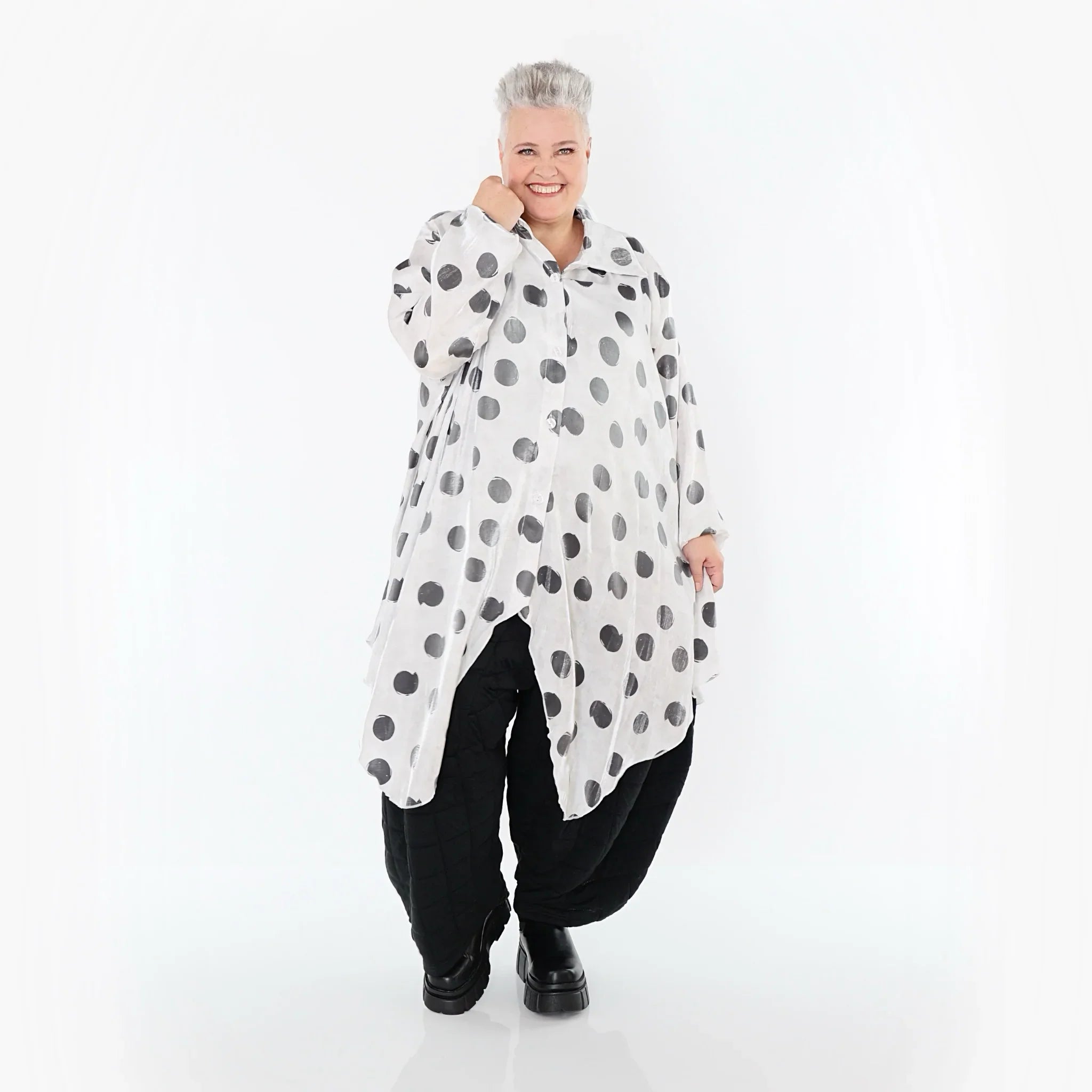 Blouse AKH Premium 7150, blanc-gris