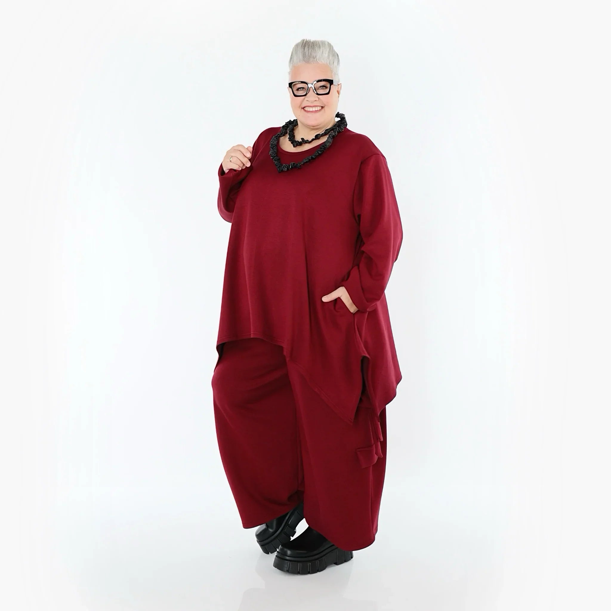 AKH Fashion 6809 Tunique ample, Rouge bordeaux