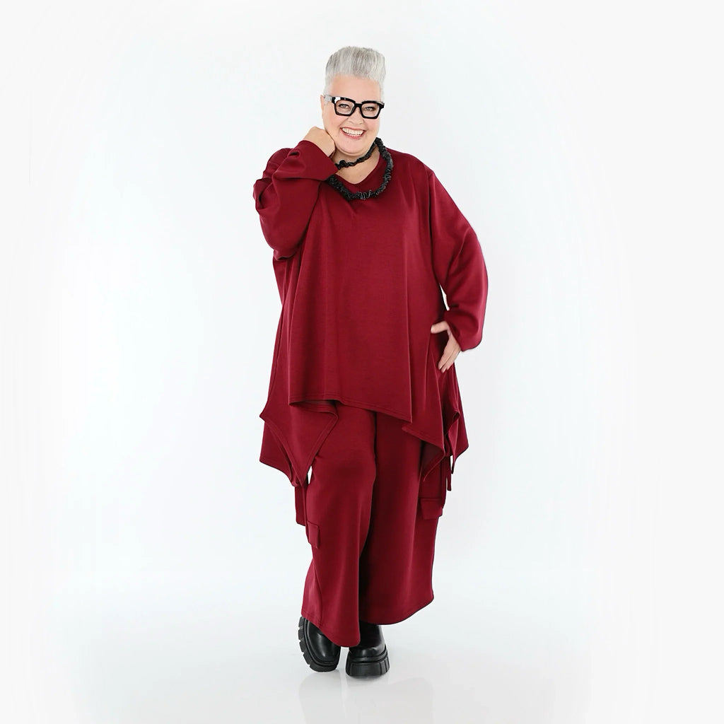 AKH Fashion 6809 Tunique ample, Rouge bordeaux