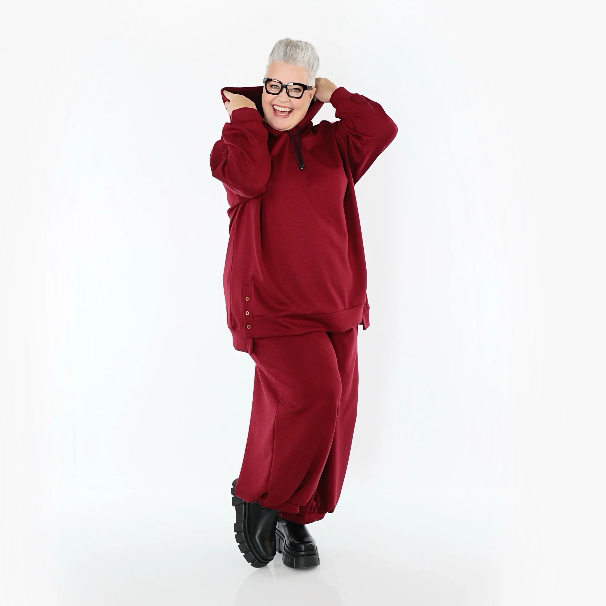 AKH Fashion 8067 Pantalon, Rouge bordeaux