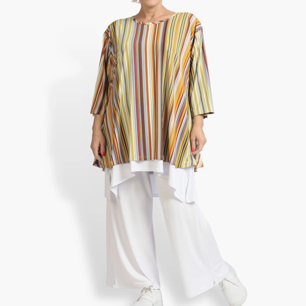Summer shirt in bell shape made of stretcher Slinky quality, River in Cognac