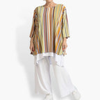 Summer shirt in bell shape made of stretcher Slinky quality, River in Cognac