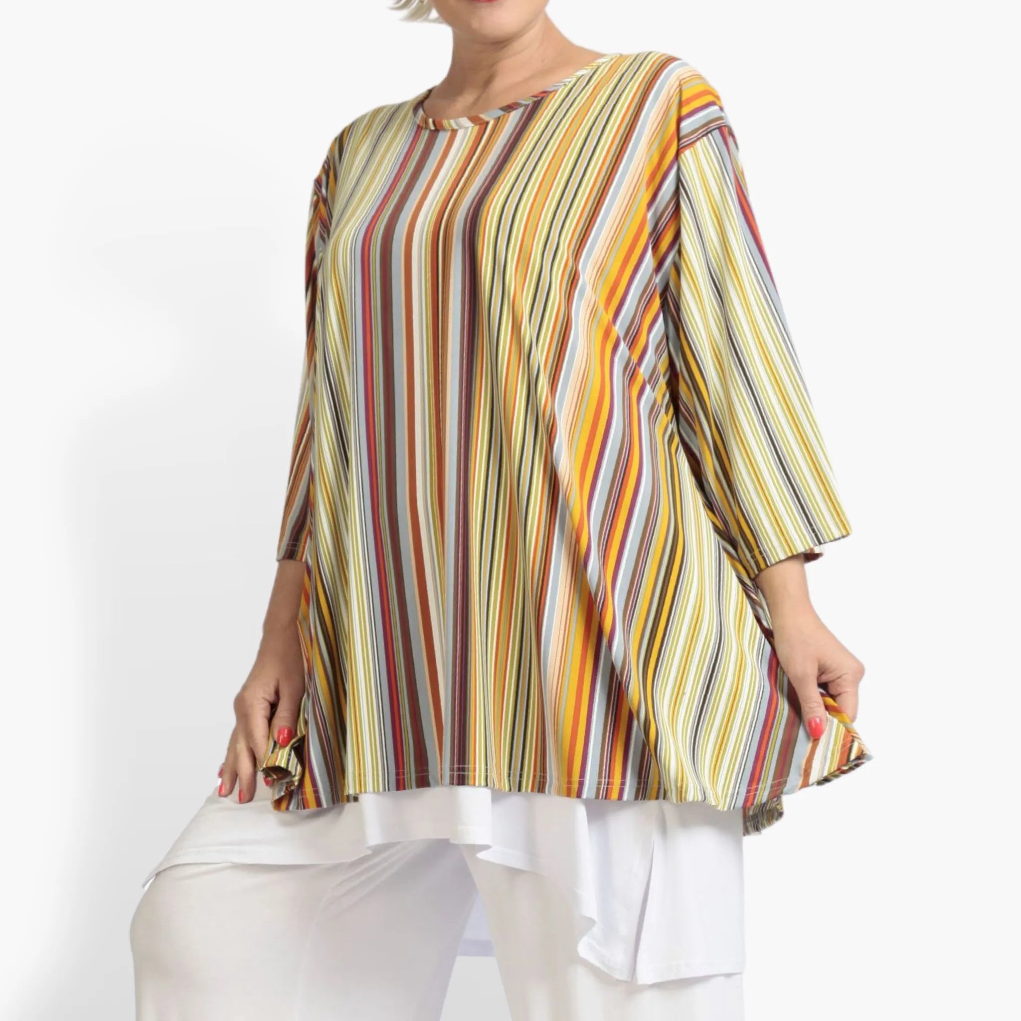 Summer shirt in bell shape made of stretcher Slinky quality, River in Cognac