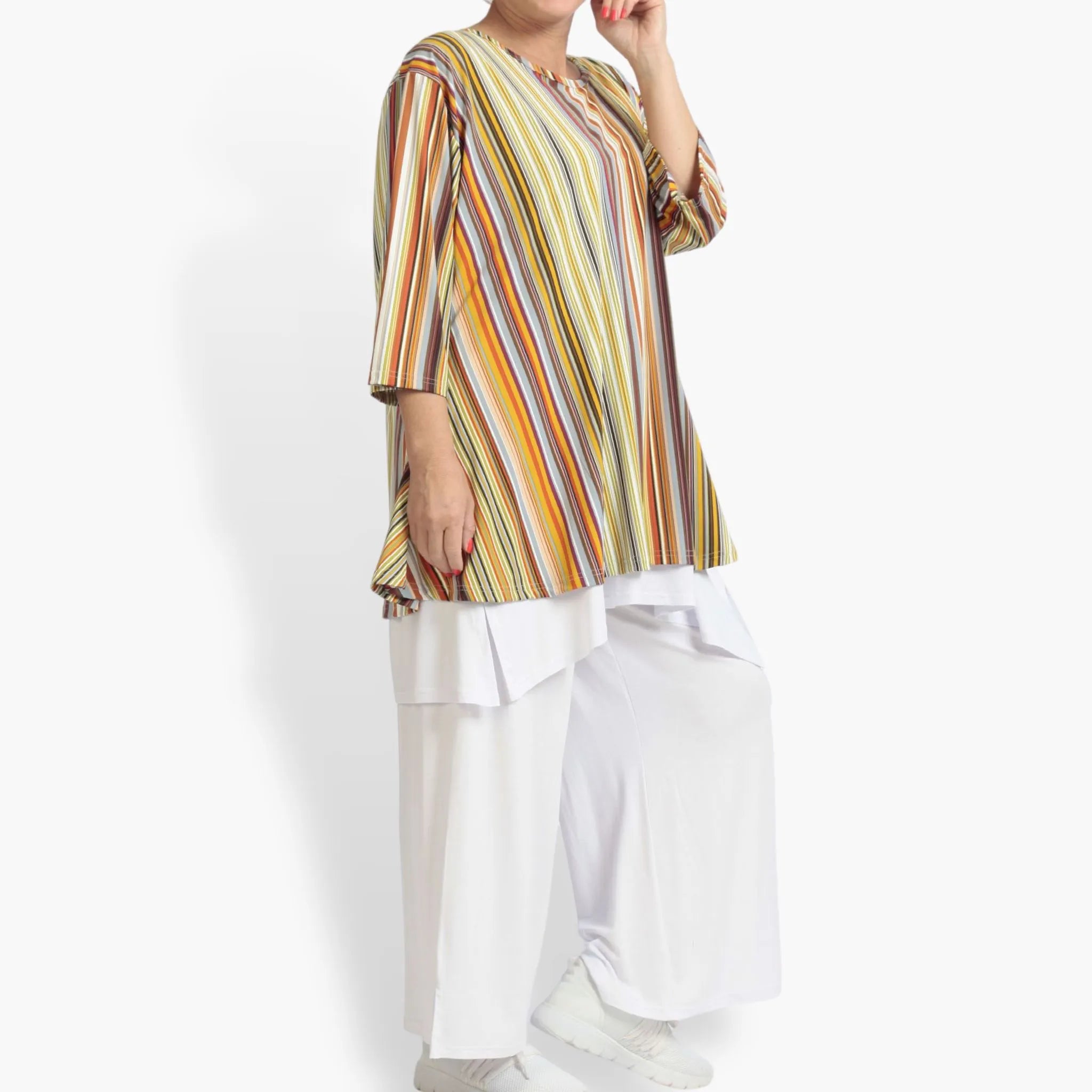 Summer shirt in bell shape made of stretcher Slinky quality, River in Cognac