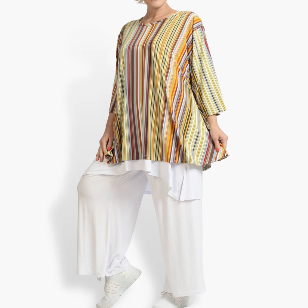 Summer shirt in bell shape made of stretcher Slinky quality, River in Cognac