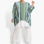 Summer big shirt in A-shape made of stretcher Slinky quality, River in blue
