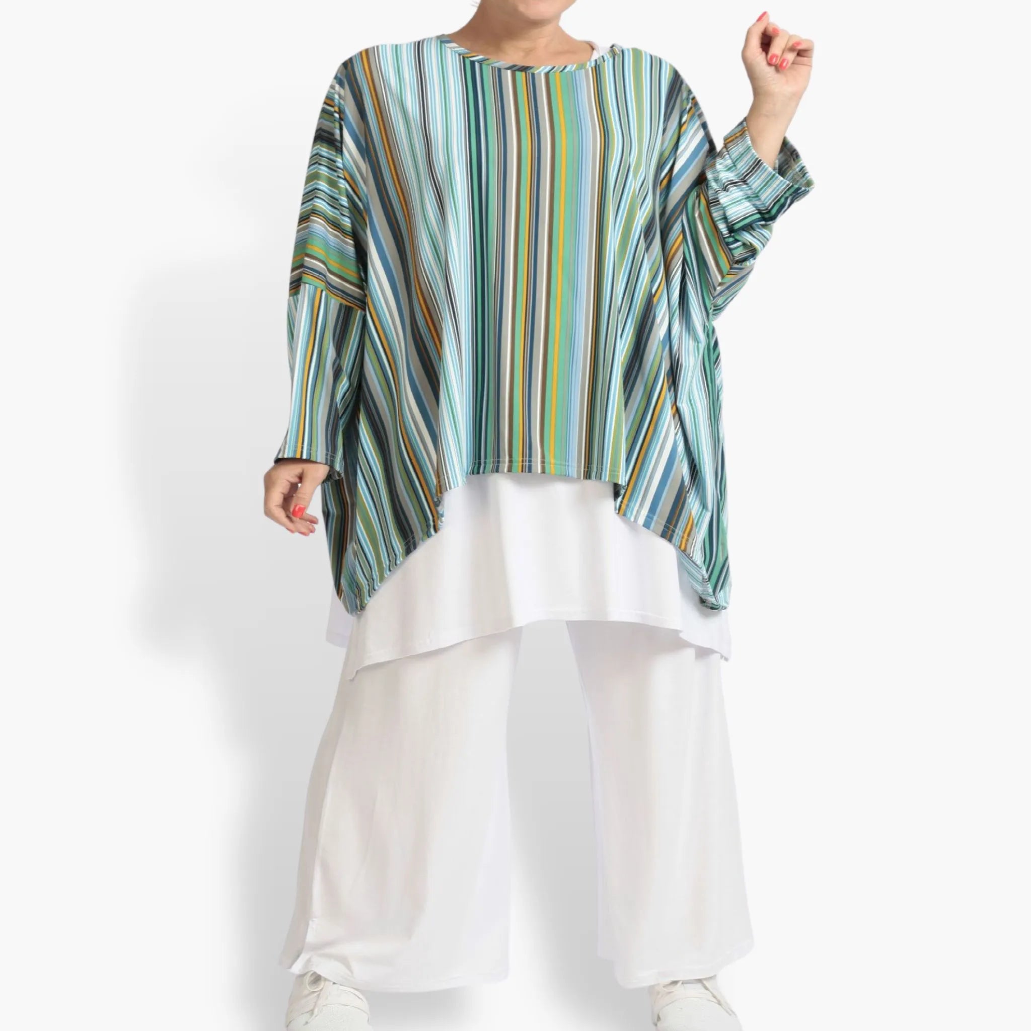 Summer big shirt in A-shape made of stretcher Slinky quality, River in blue