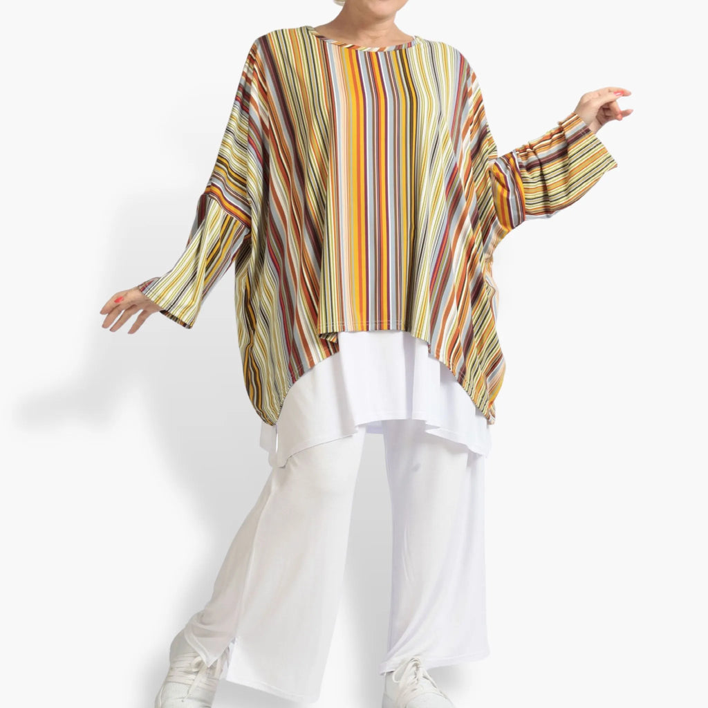 Chemise d'été grande taille en forme de A en qualité Slinky extensible, River en Cognac