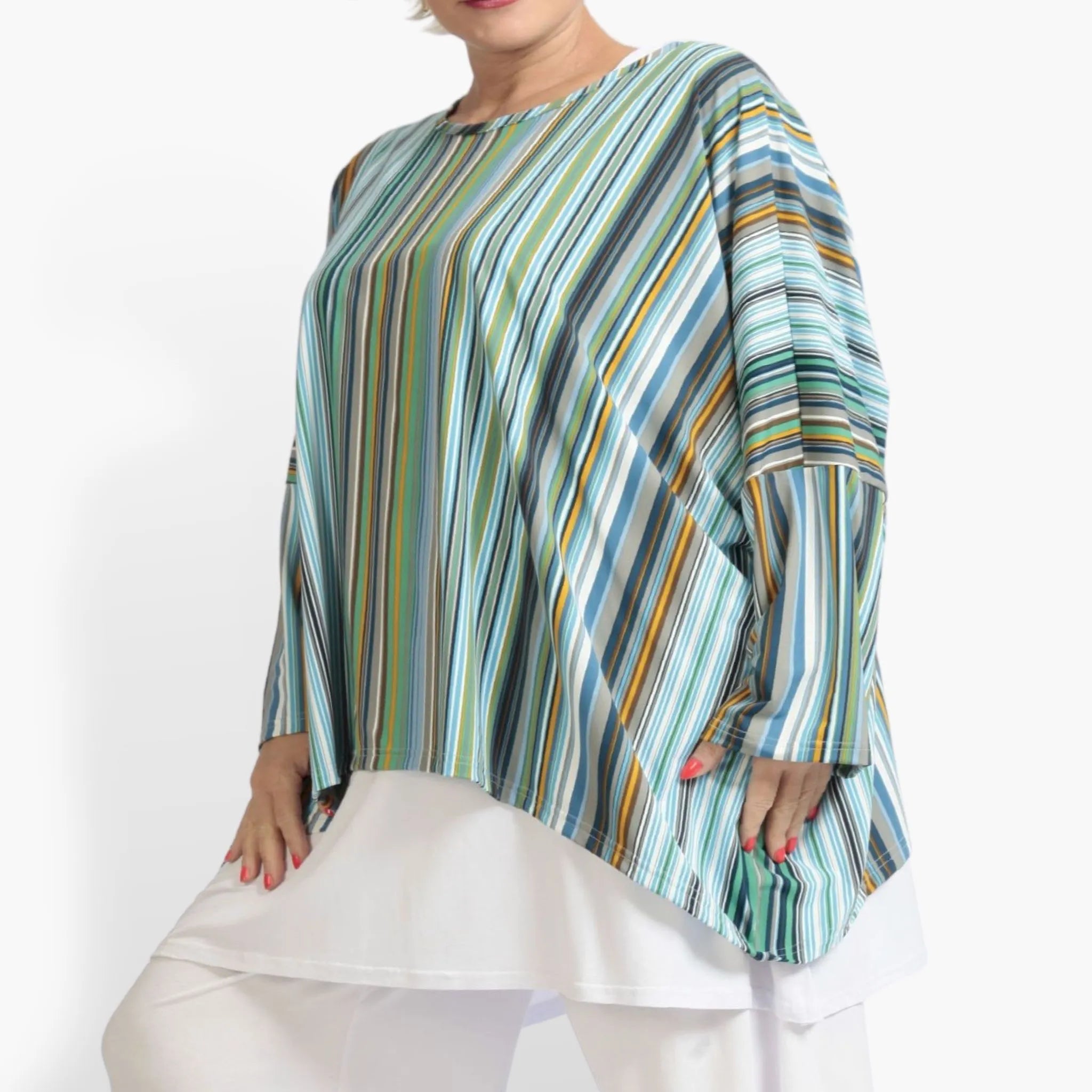 Summer big shirt in A-shape made of stretcher Slinky quality, River in blue