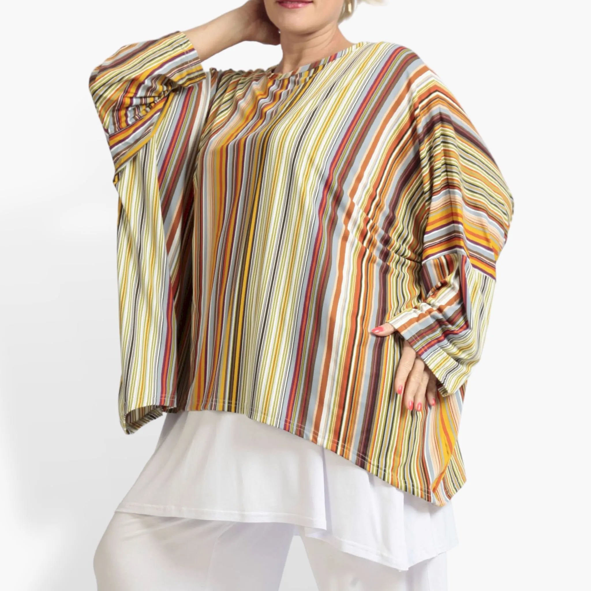 Chemise d'été grande taille en forme de A en qualité Slinky extensible, River en Cognac